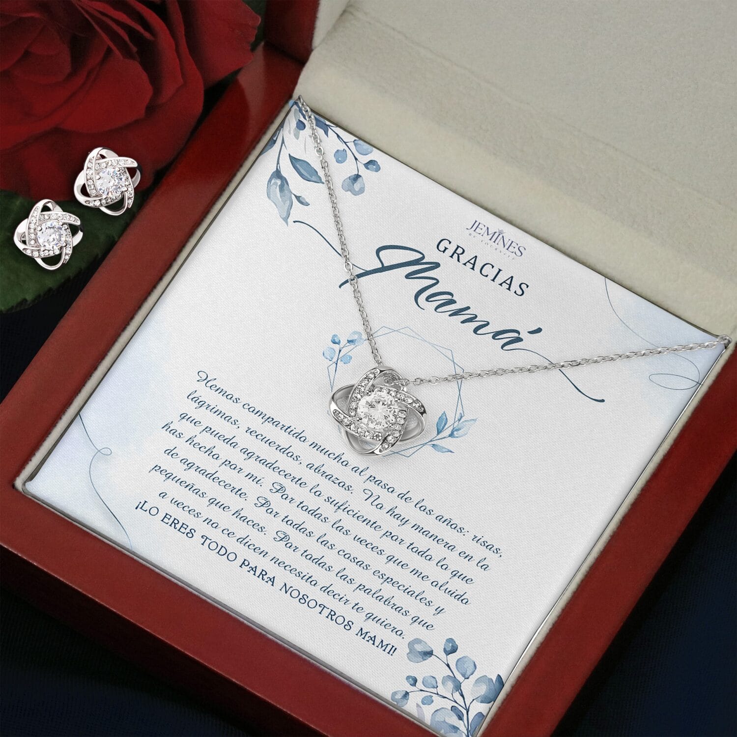 Gracias Mama Love Knot Set Necklace Elegant Gift - JEMINES