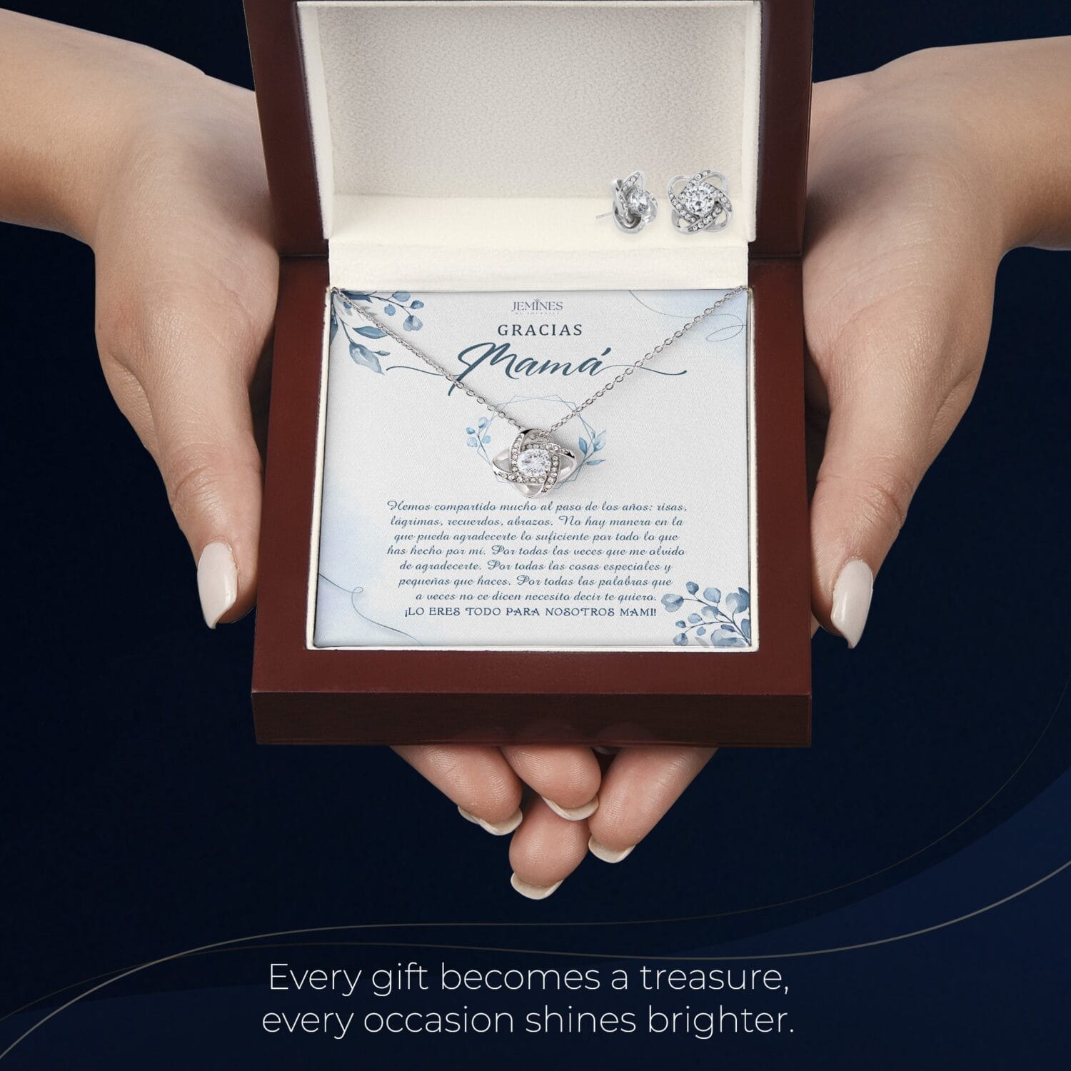 Gracias Mama Love Knot Set Necklace Elegant Gift - JEMINES