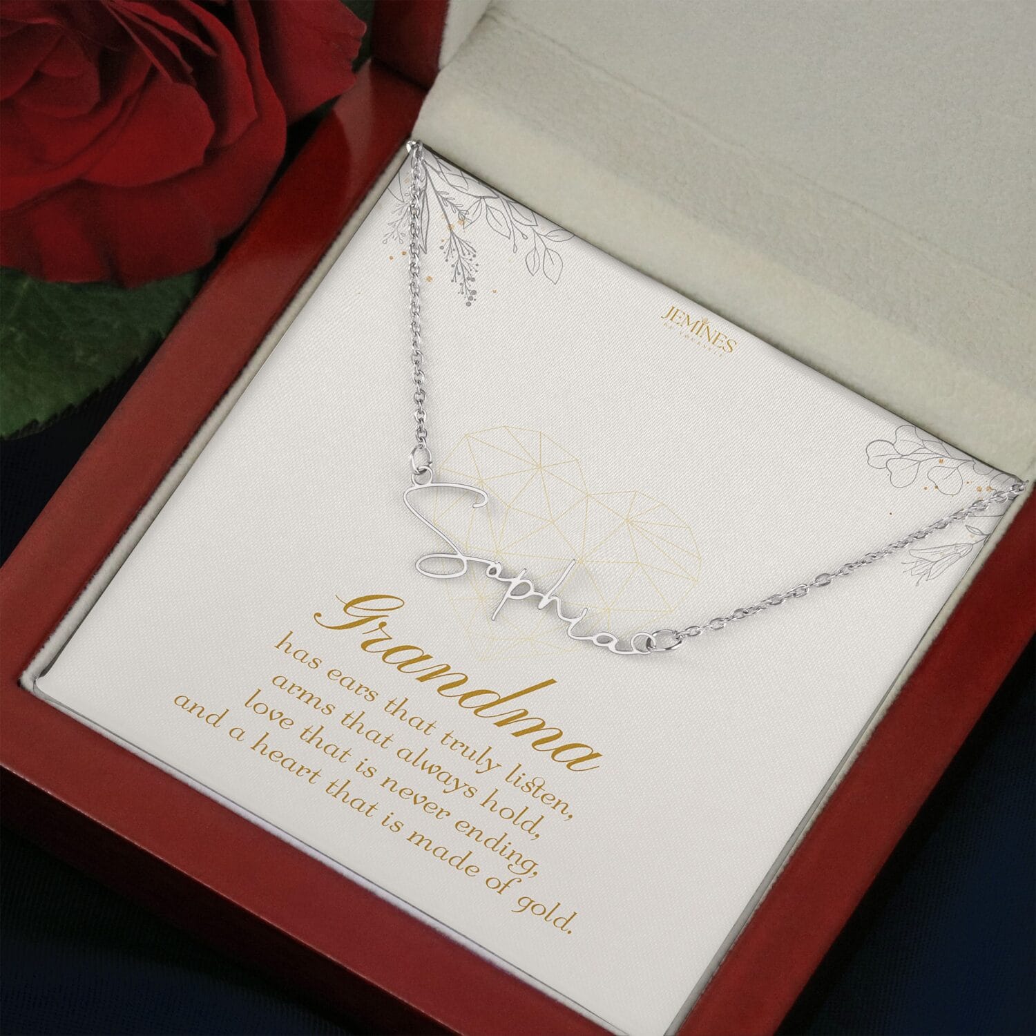 Grandma Custom Signature Name Necklace Gift - JEMINES