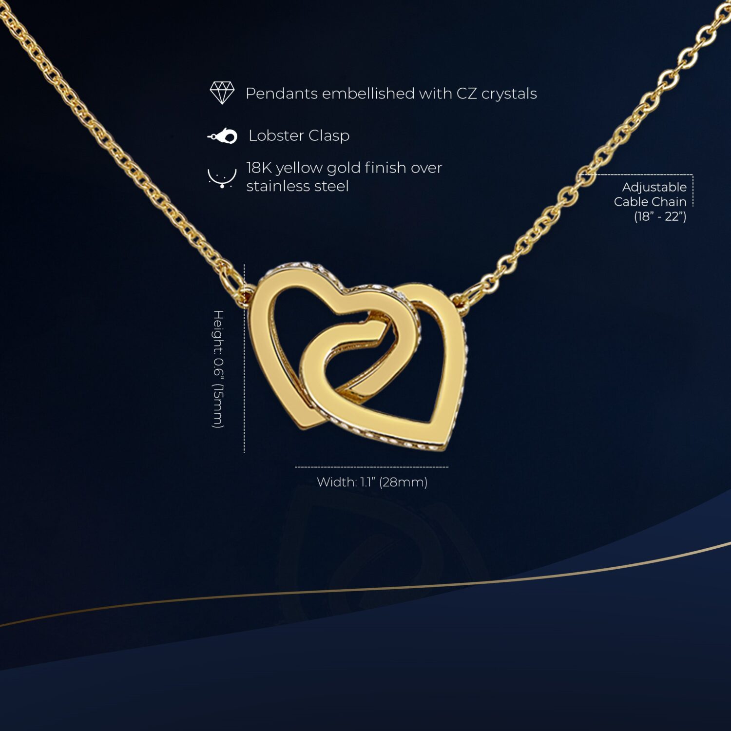Alternative view of Grandma Interlocking Gold Necklace Elegant Gift