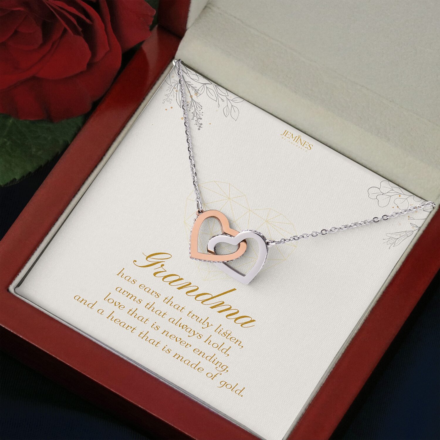 Grandma Interlocking Hearts Necklace Elegant Gift - JEMINES