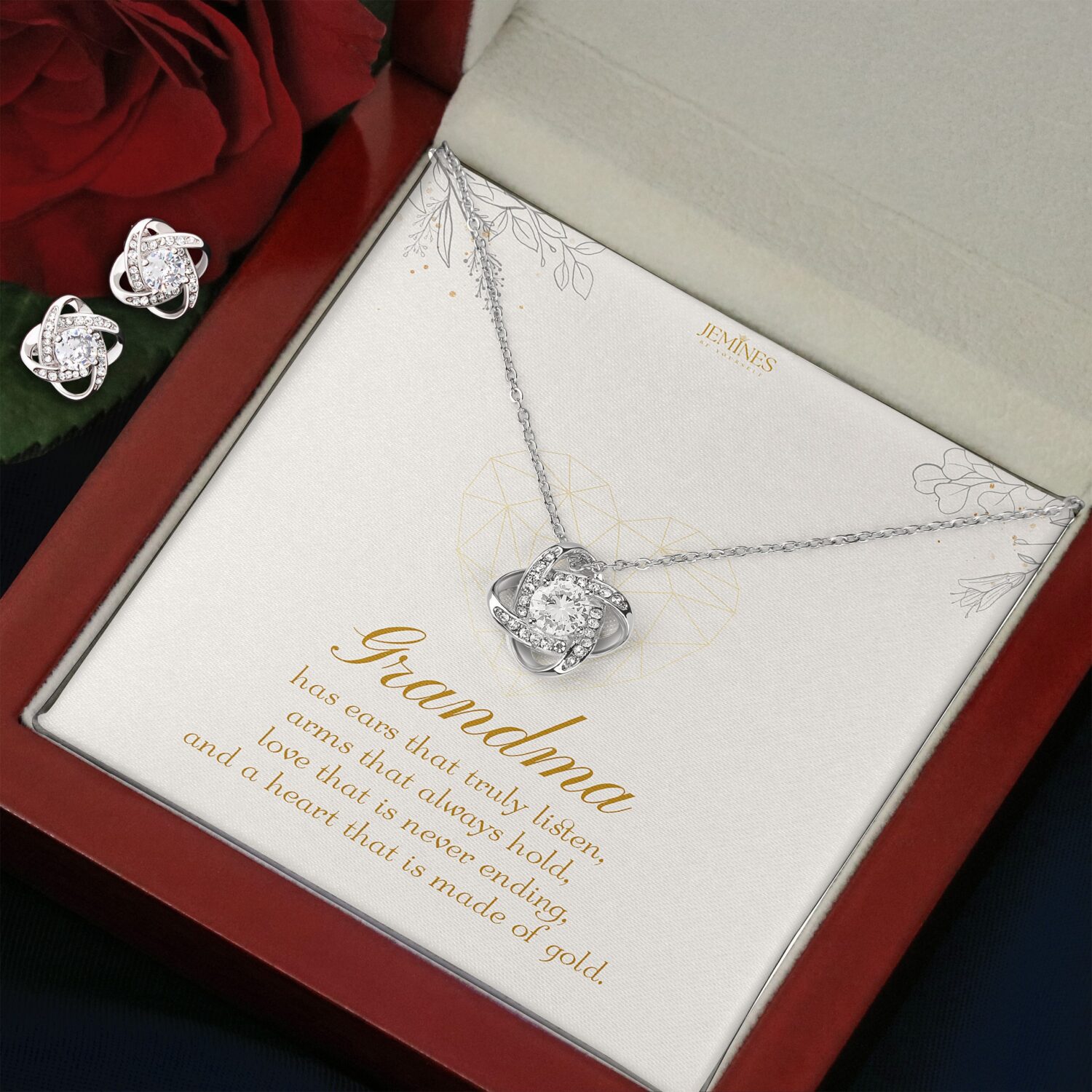Grandma Love Knot Set Necklace Elegant Gift - JEMINES