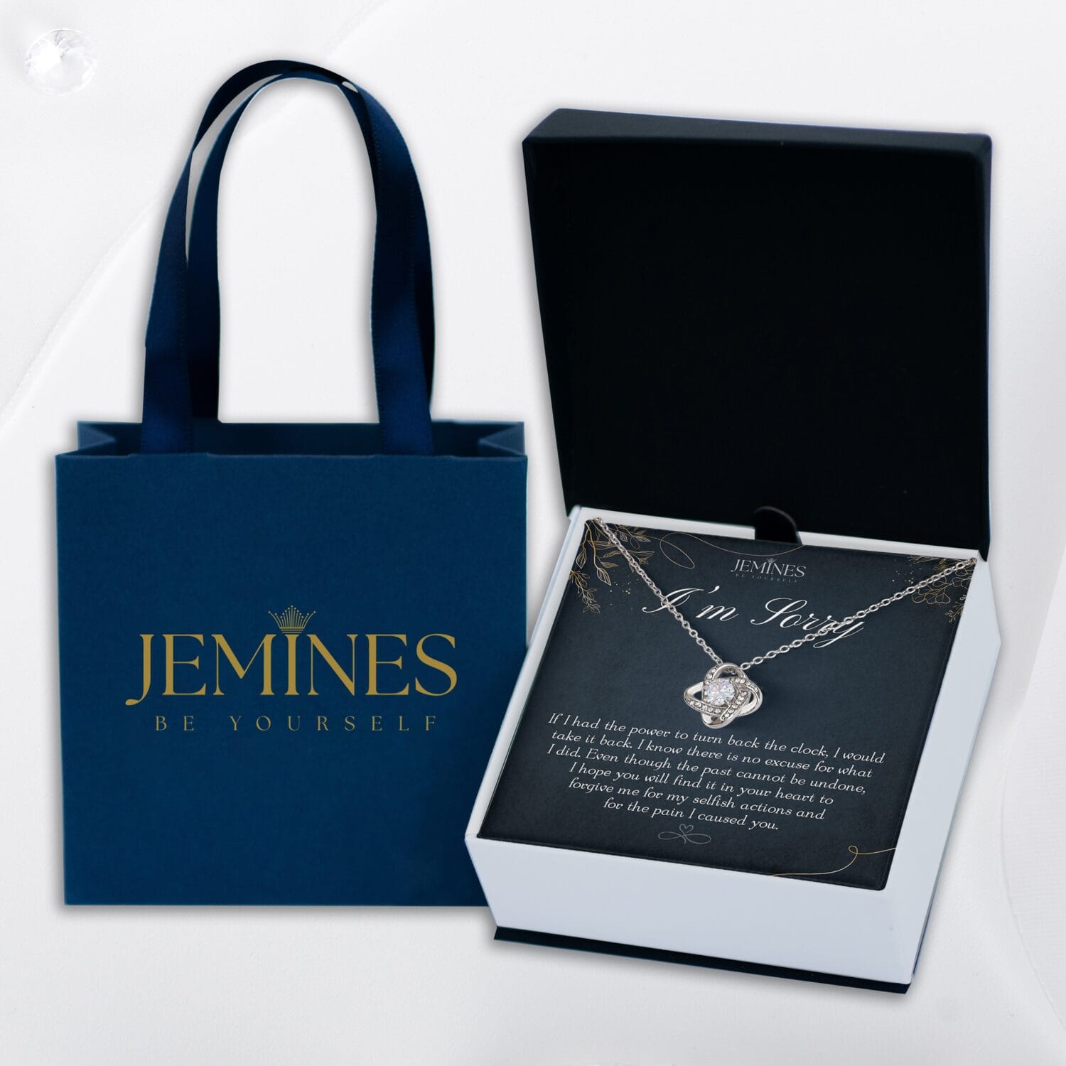 I'm Sorry Love Knot Necklace Elegant Apology Gift - JEMINES
