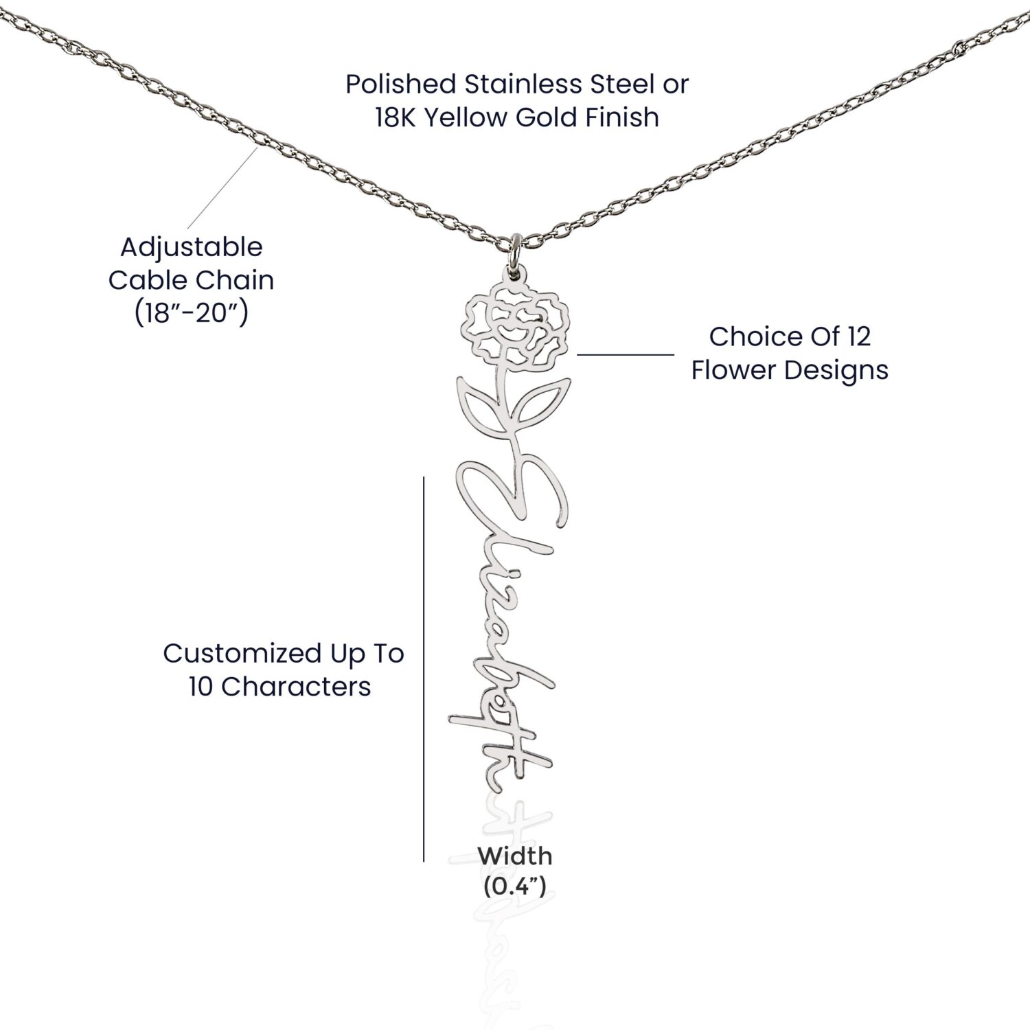 January Birth Flower Necklace Custom Elegant Gift - JEMINES