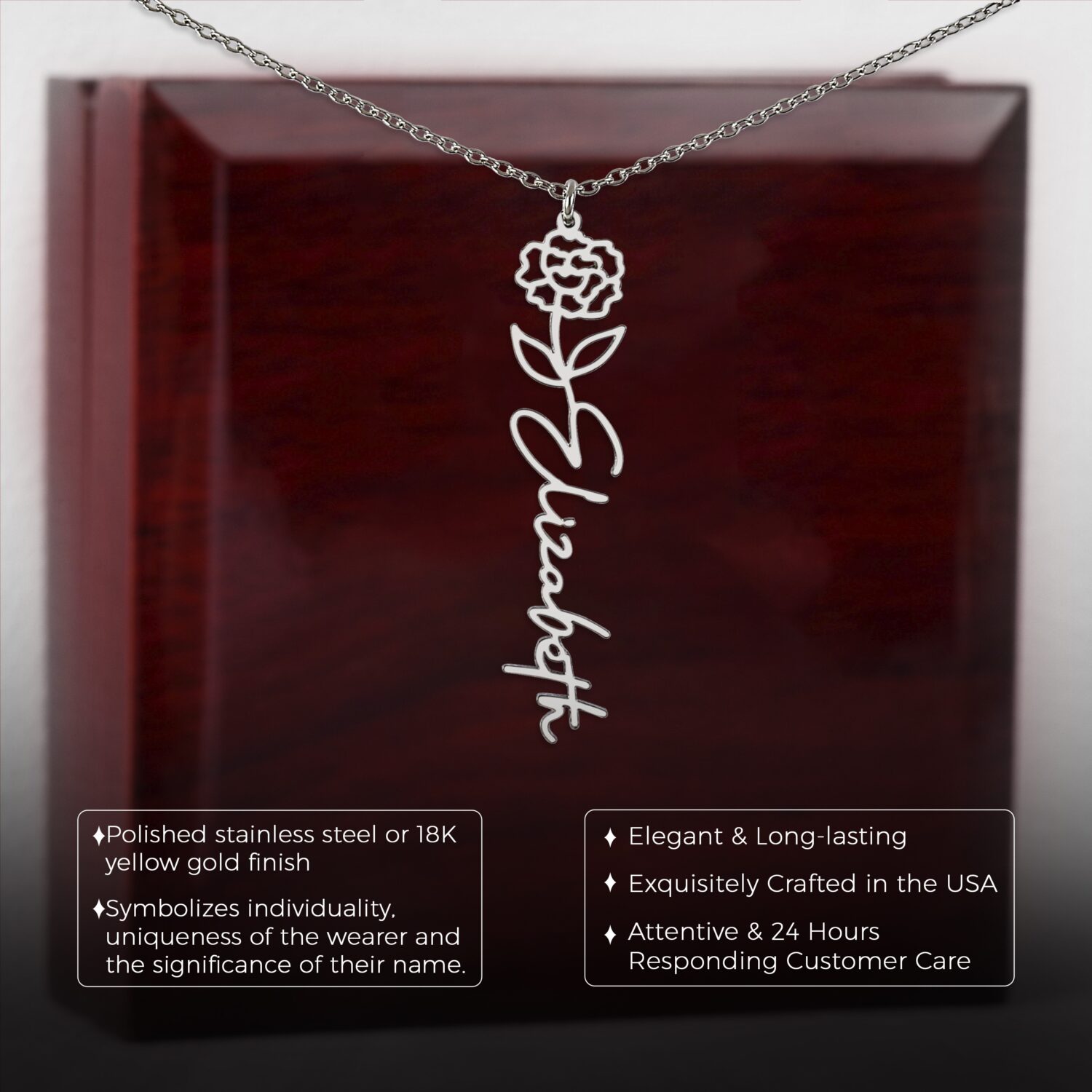 January Birth Flower Necklace Custom Elegant Gift - JEMINES