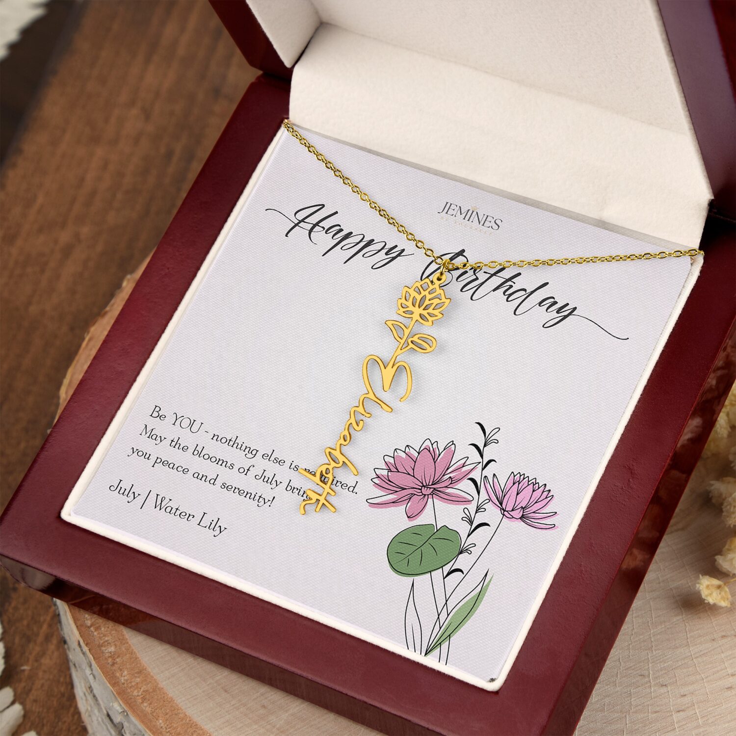 Alternative view of July Birth Flower Gold Necklace Custom Gift