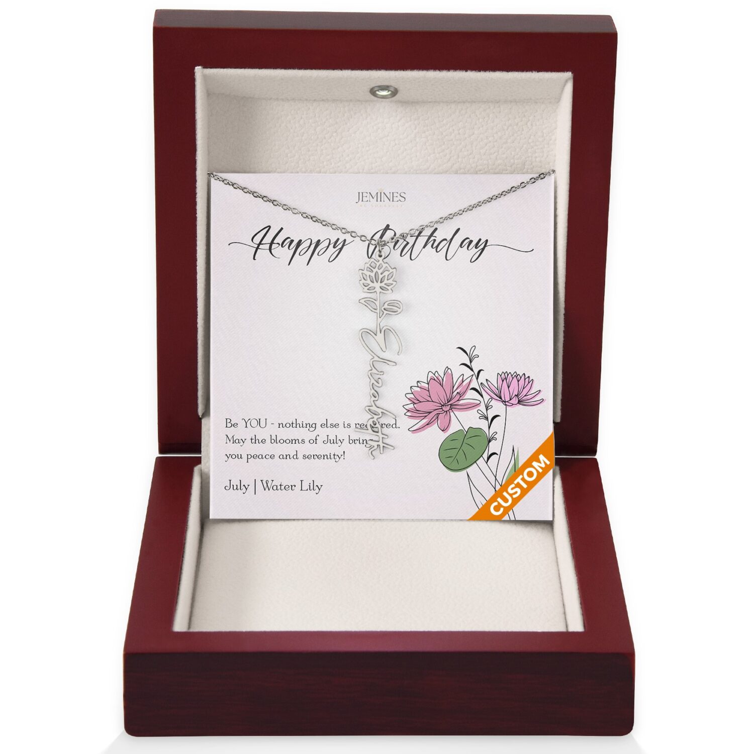 July Birth Flower Necklace Custom Gifts