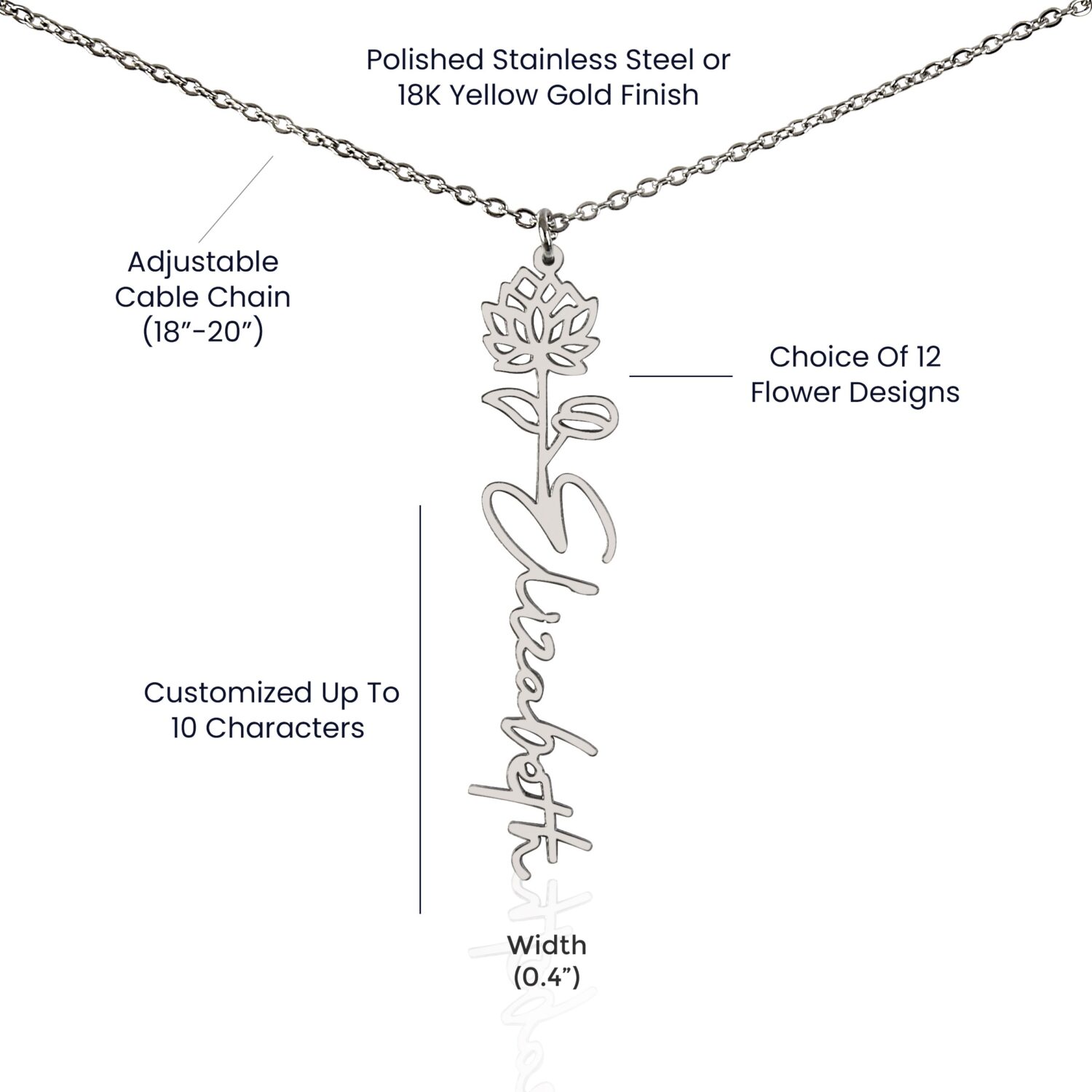 July Birth Flower Necklace Custom Elegant Gift - JEMINES
