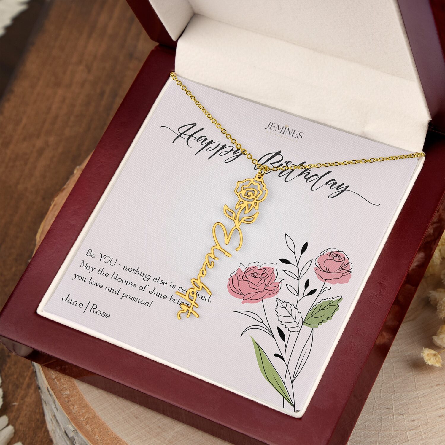Alternative view of June Birth Flower Gold Necklace Custom Gift