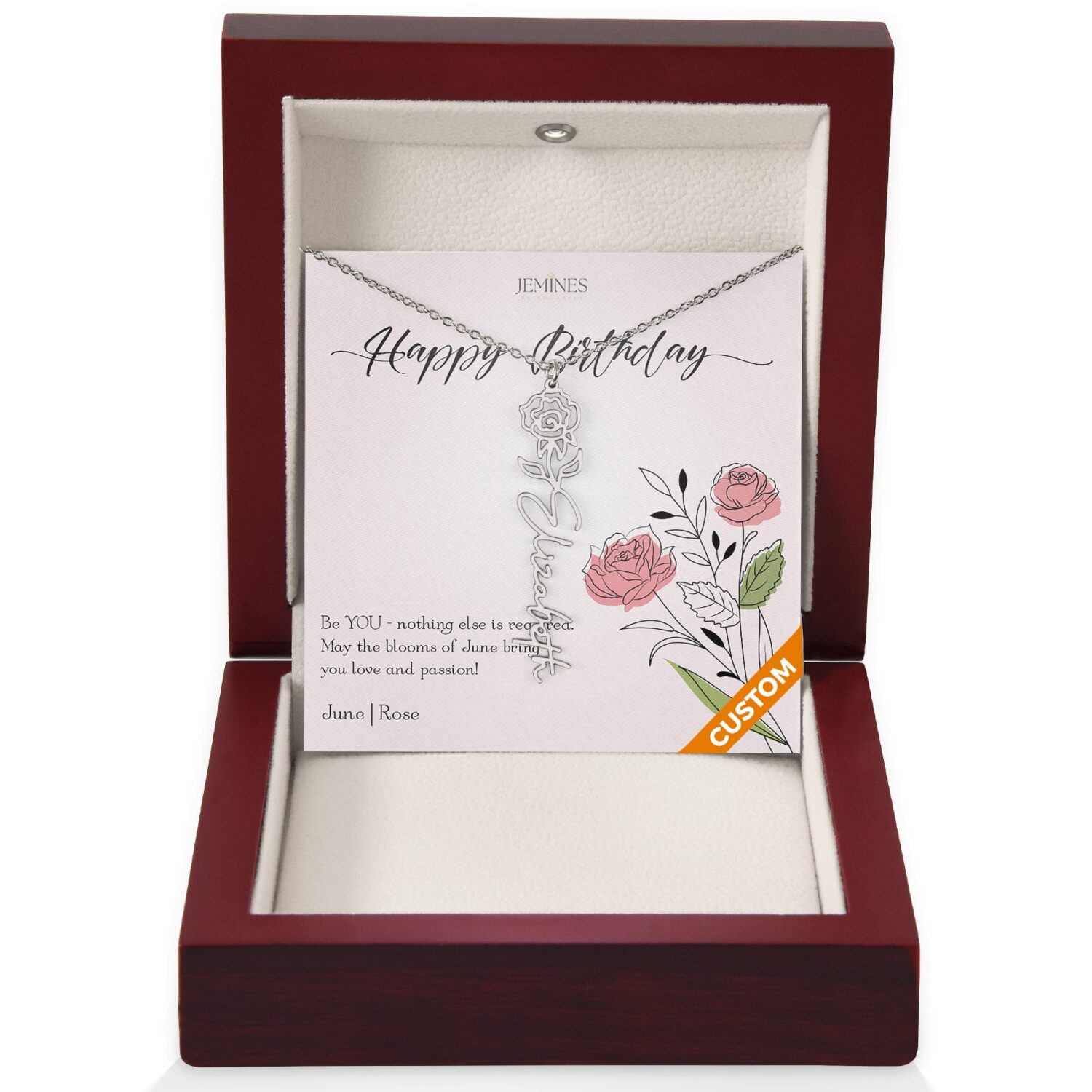 June Birth Flower Necklace Custom Gifts