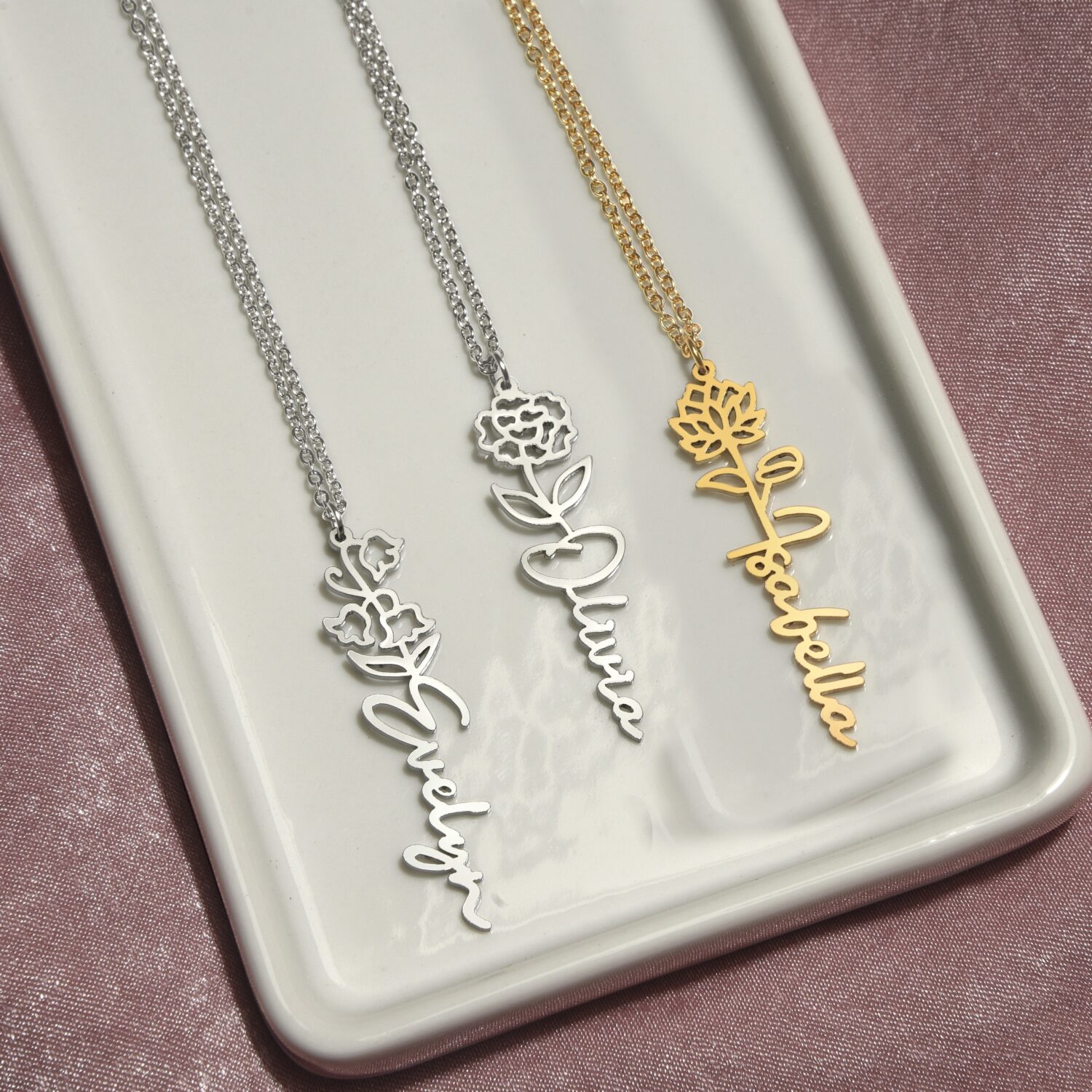 June Birth Flower Necklace Custom Elegant Gift - JEMINES