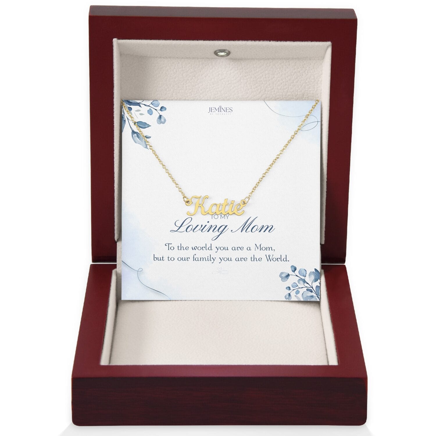 Loving Mom Custom Name Gold Necklace Gift