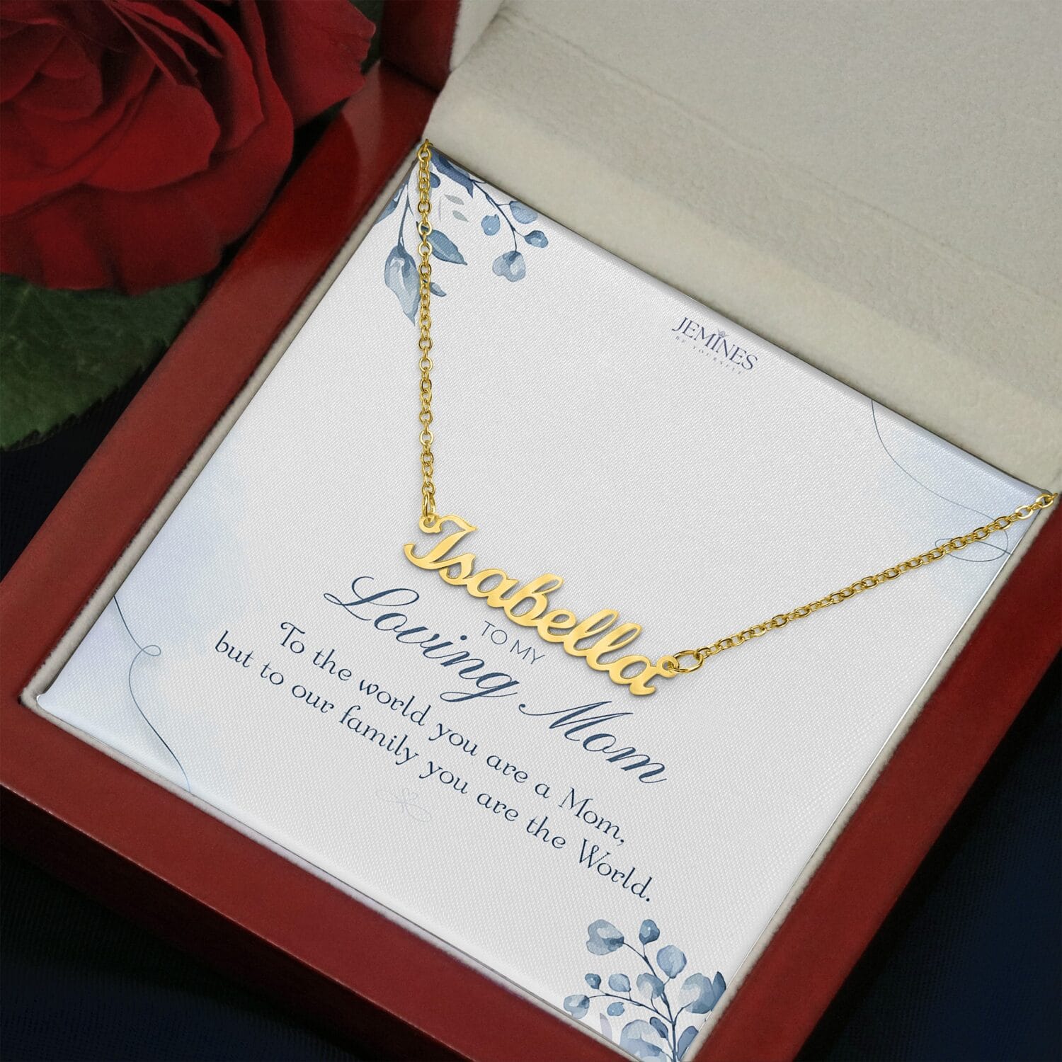 Loving Mom Custom Name Gold Necklace Elegant Gift - JEMINES