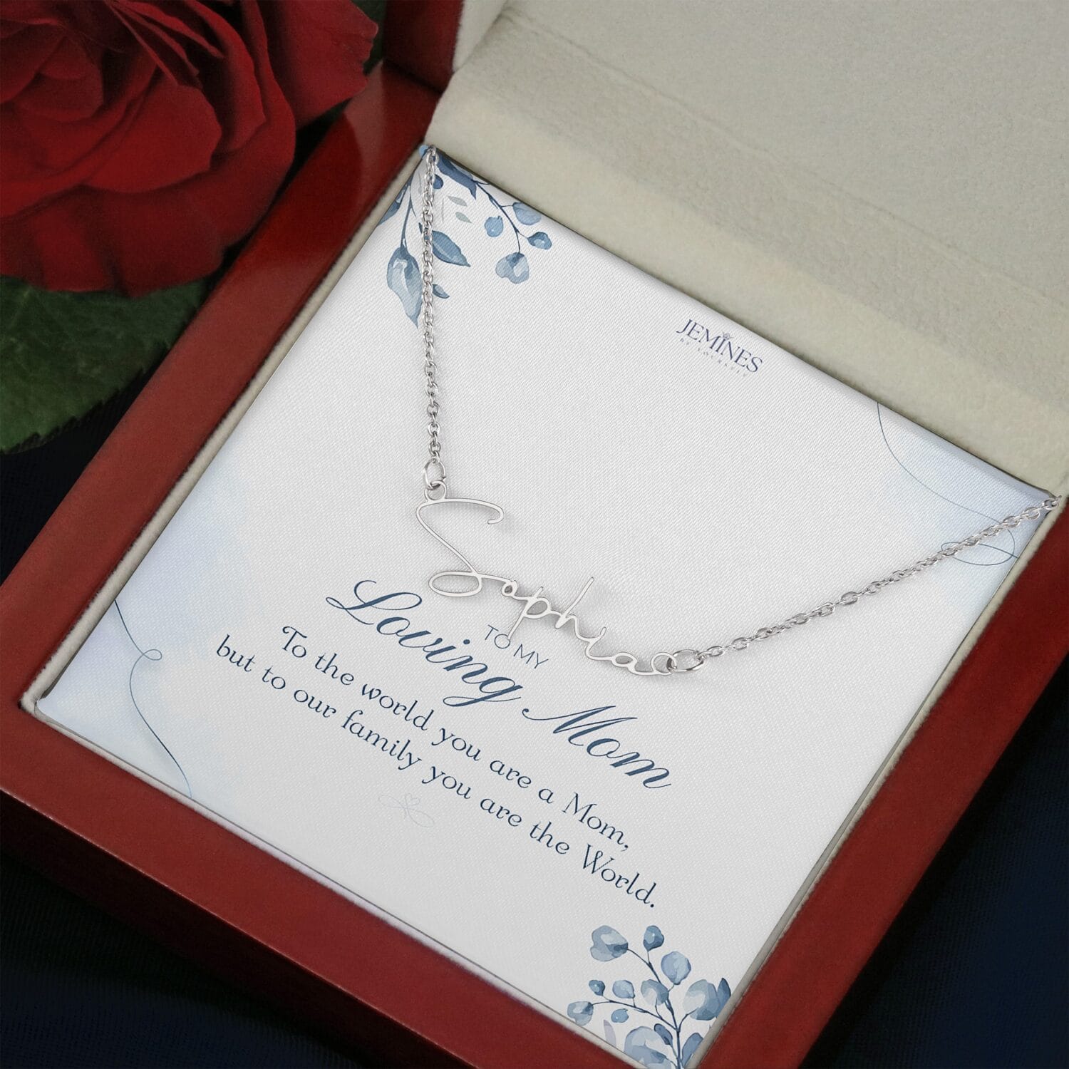 Loving Mom Custom Signature Name Necklace Gift - JEMINES