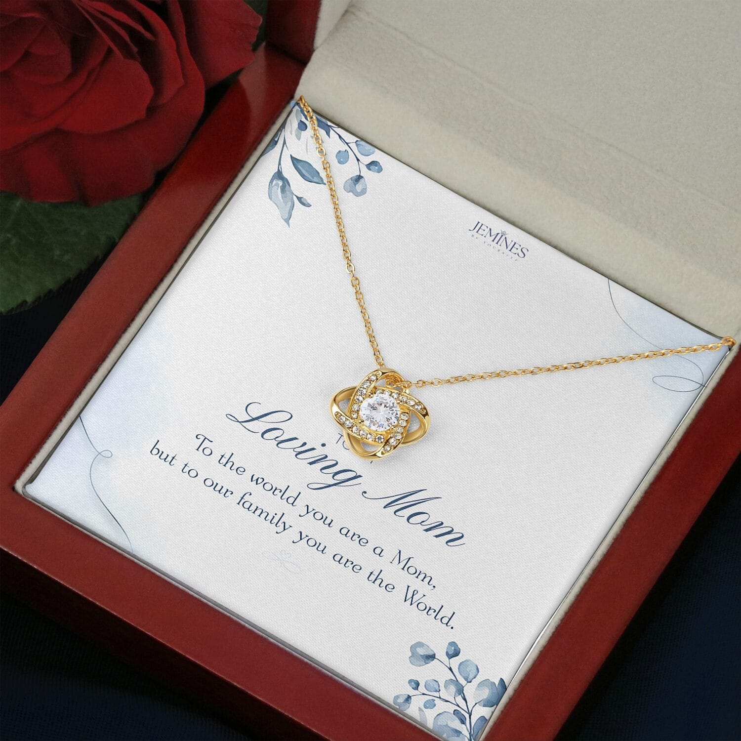 Loving Mom Love Knot Gold Necklace Elegant Gift - JEMINES