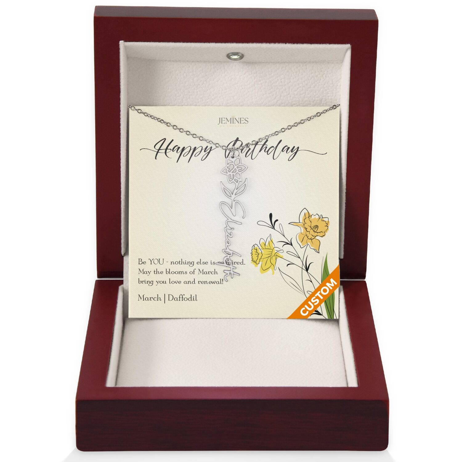 March Birth Flower Necklace Custom Elegant Gift