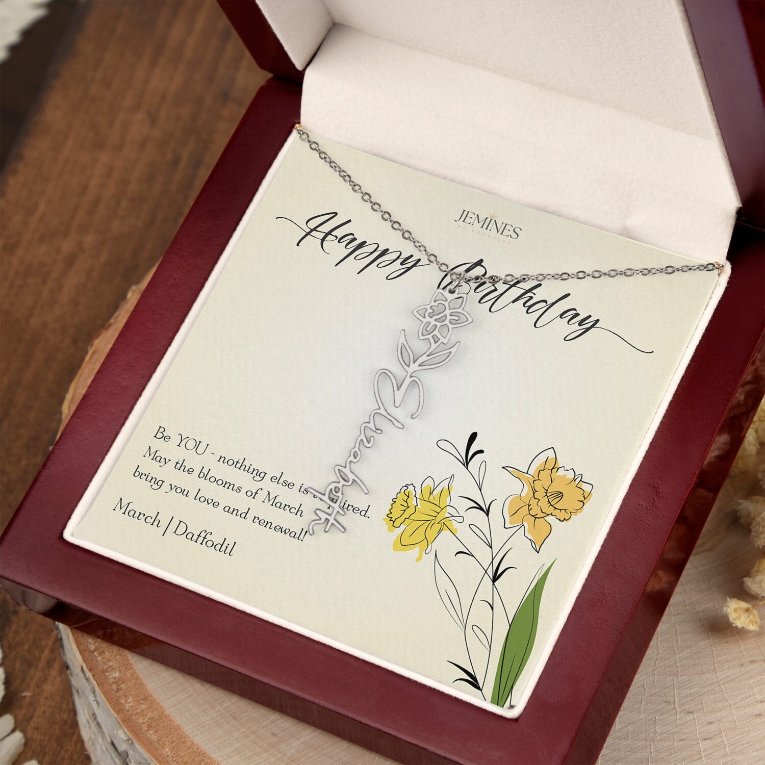 Alternative view of March Birth Flower Necklace Custom Elegant Gift
