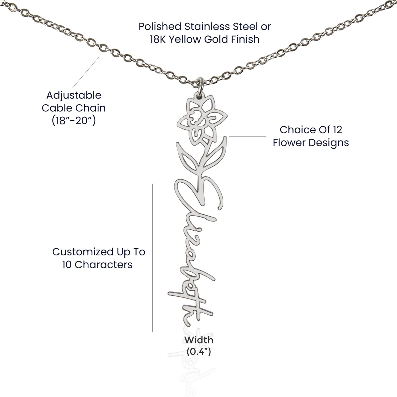 March Birth Flower Necklace Custom Elegant Gift - JEMINES