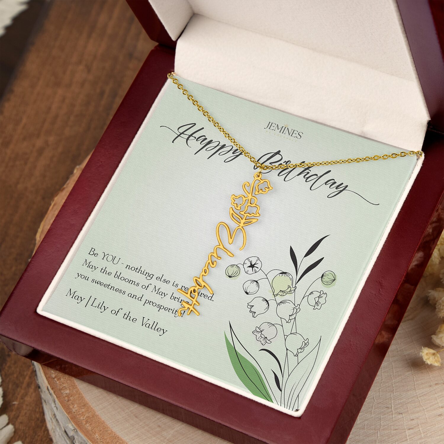 Alternative view of May Birth Flower Gold Necklace Custom Gift