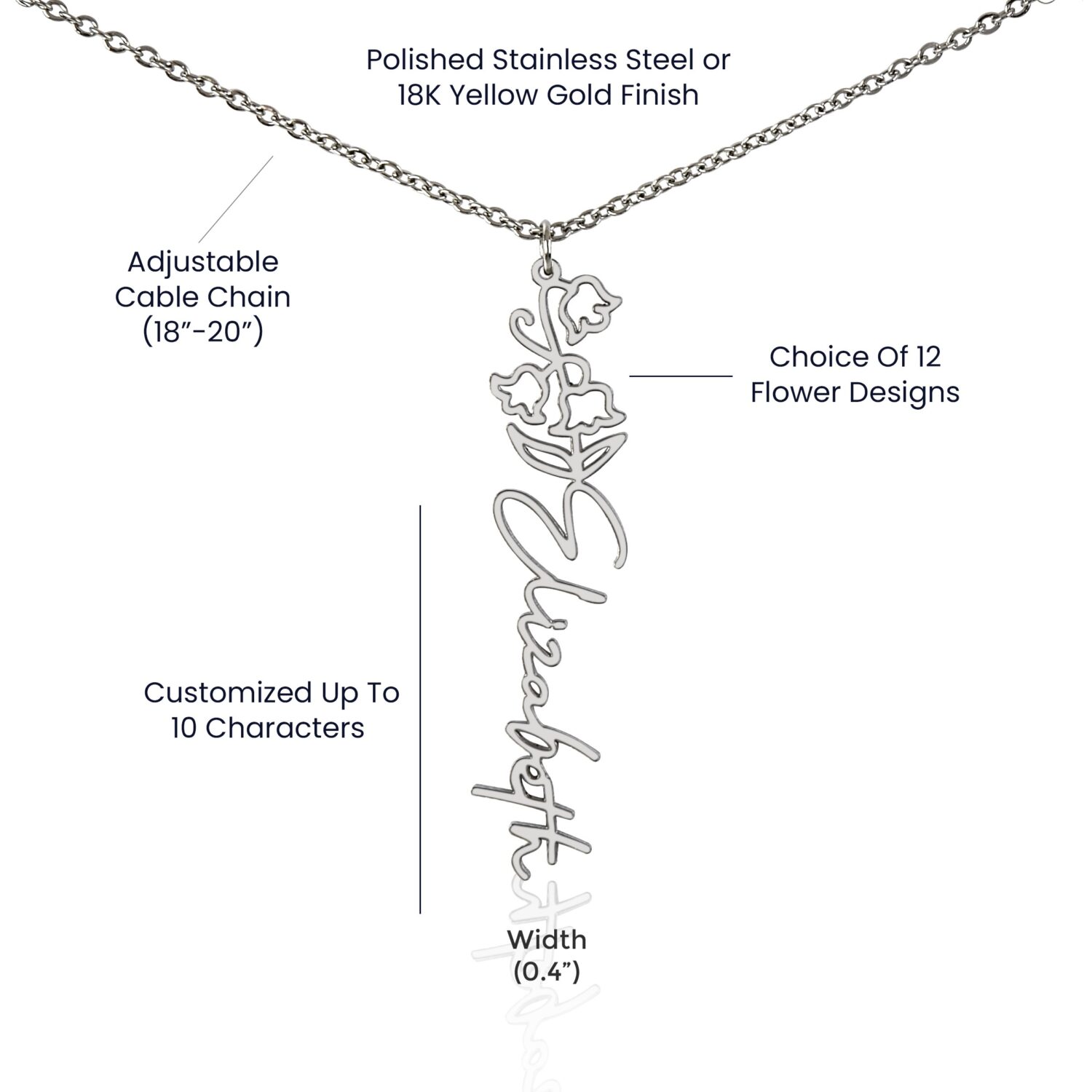 May Birth Flower Necklace Custom Elegant Gift - JEMINES