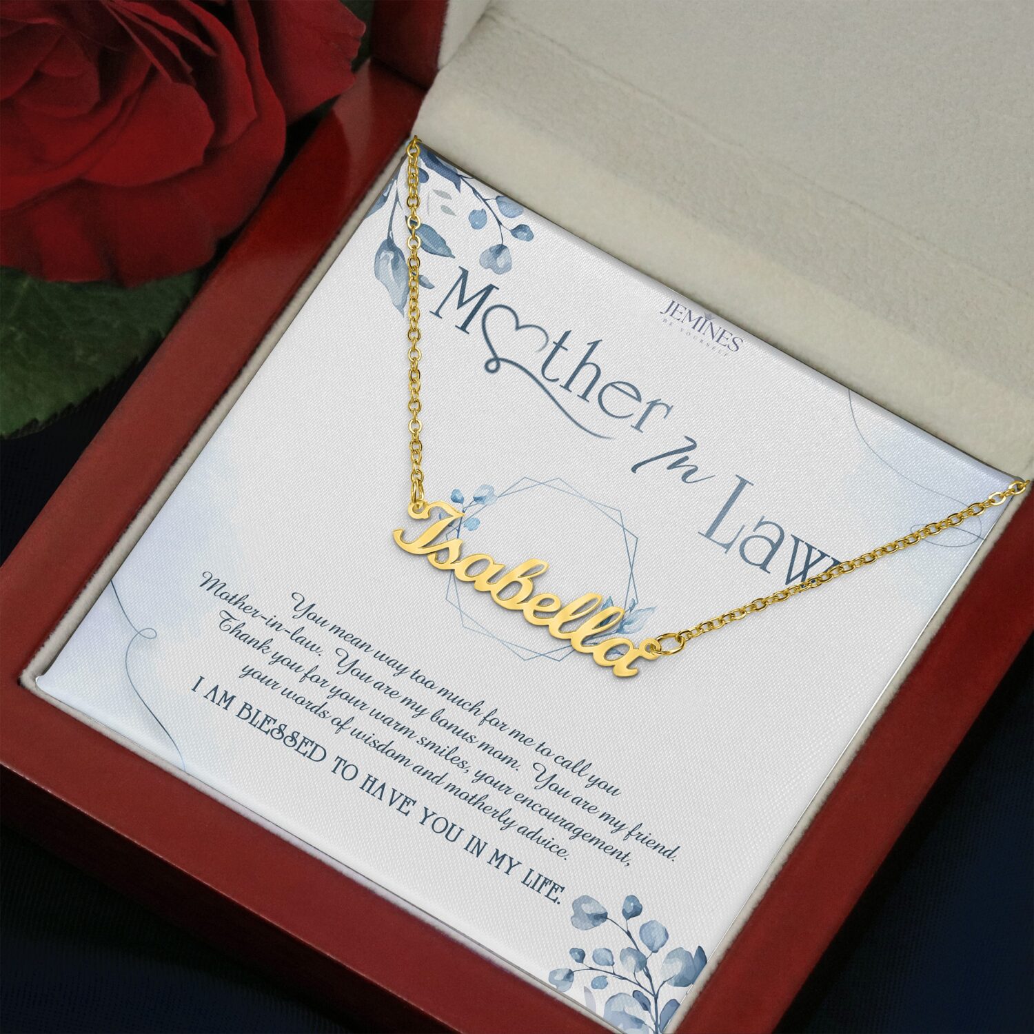 Mother-In-Law Custom Name Gold Necklace Elegant Gift - JEMINES