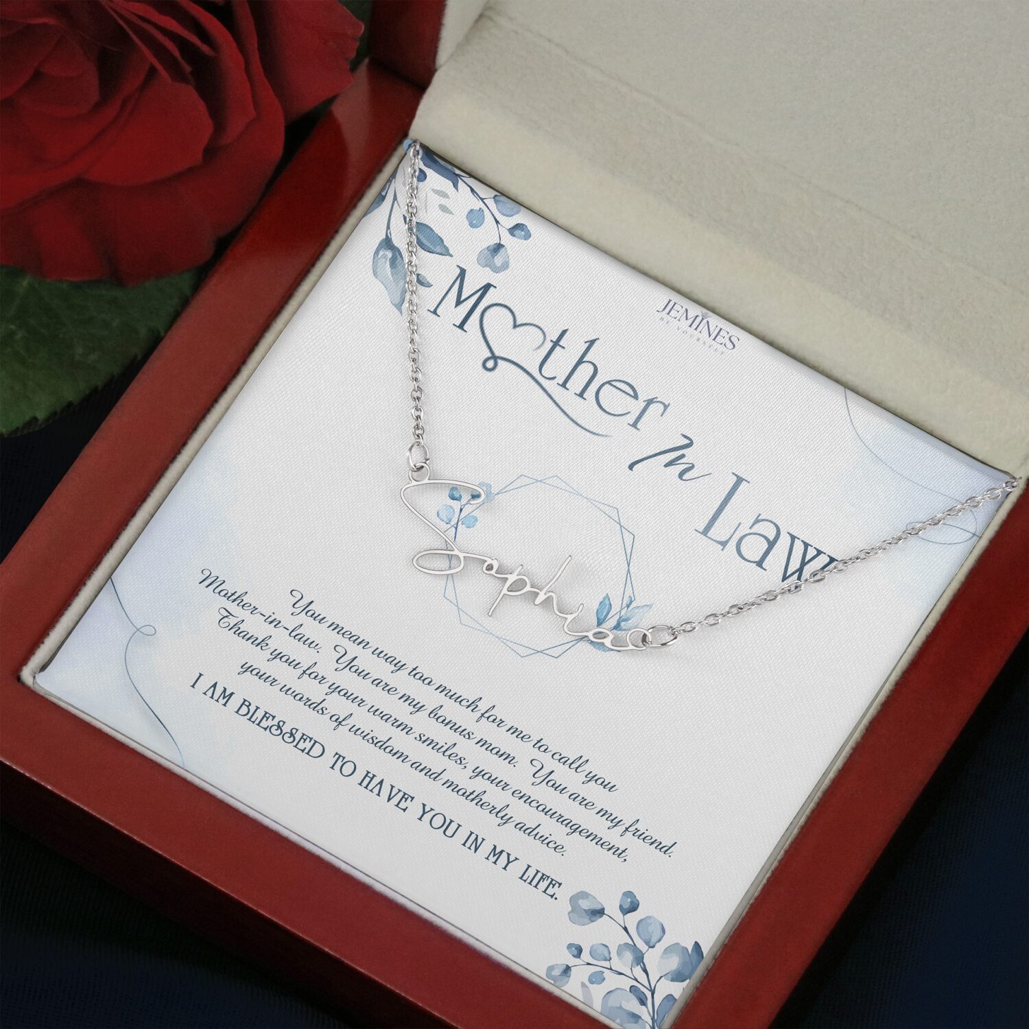 Mother-In-Law Custom Signature Name Necklace Gift - JEMINES