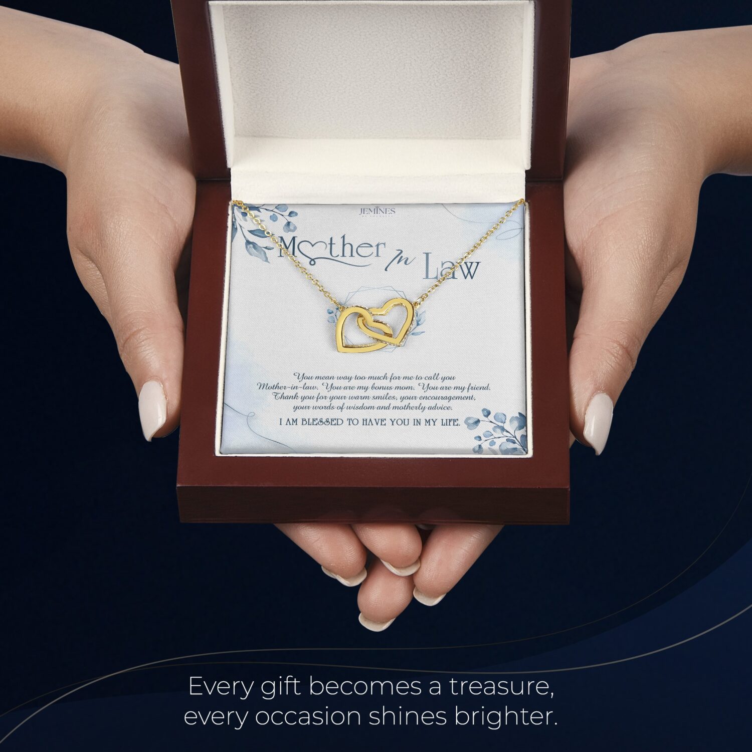 Mother-In-Law Interlocking Gold Necklace Elegant Gift - JEMINES