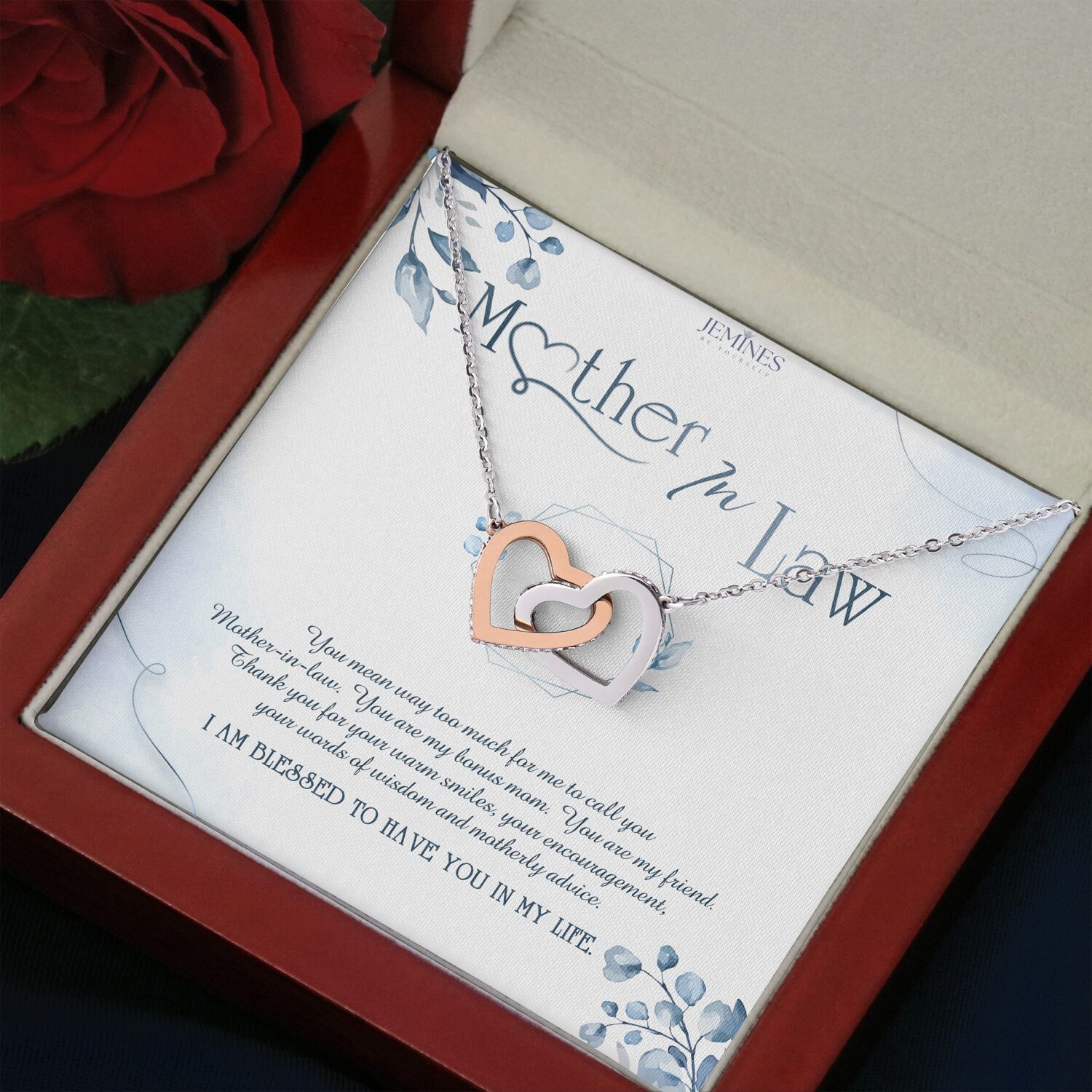 Mother-In-Law Interlocking Hearts Necklace Elegant Gift - JEMINES