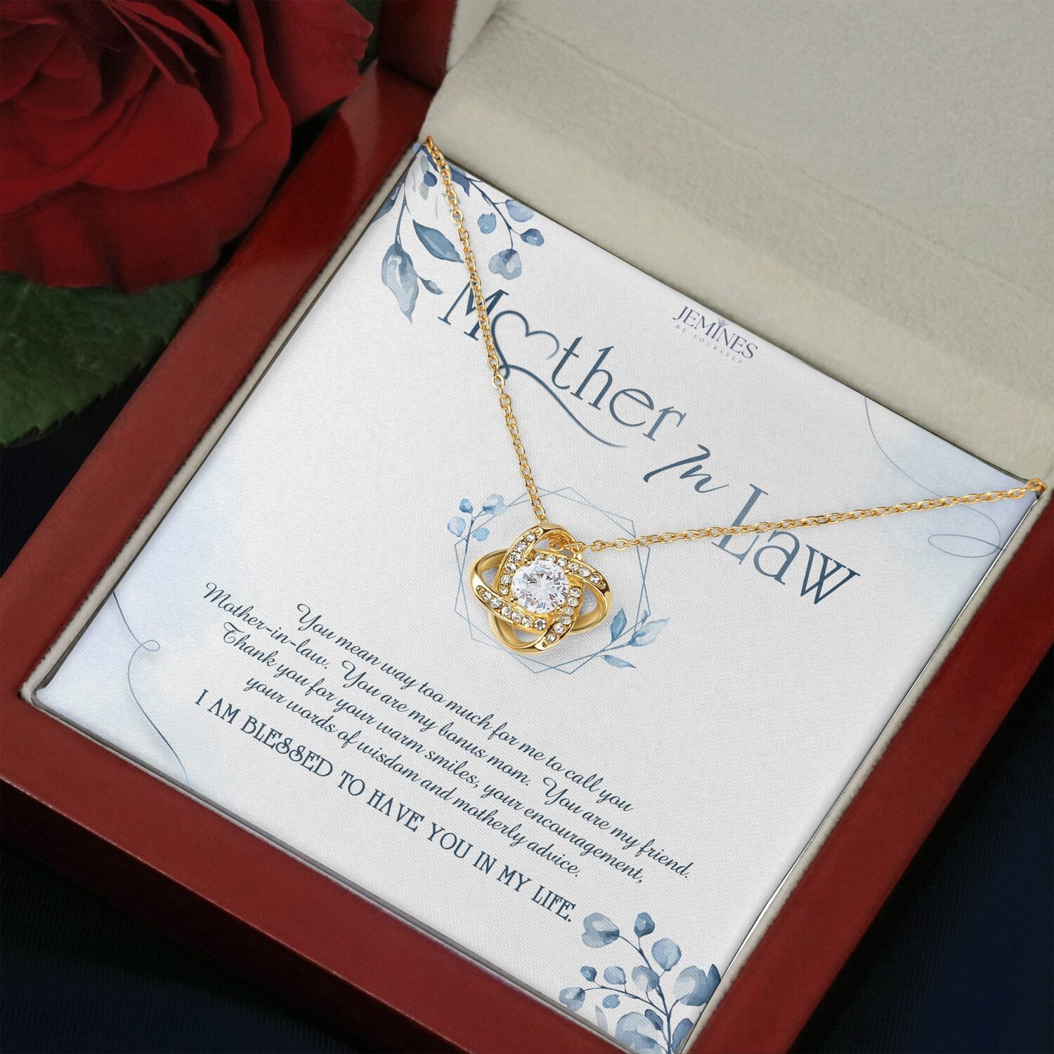 Mother-In-Law Love Knot Gold Necklace Elegant Gift - JEMINES