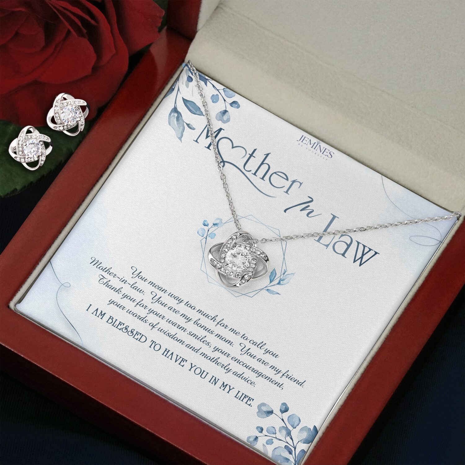 Mother-In-Law Love Knot Set Necklace Elegant Gift - JEMINES