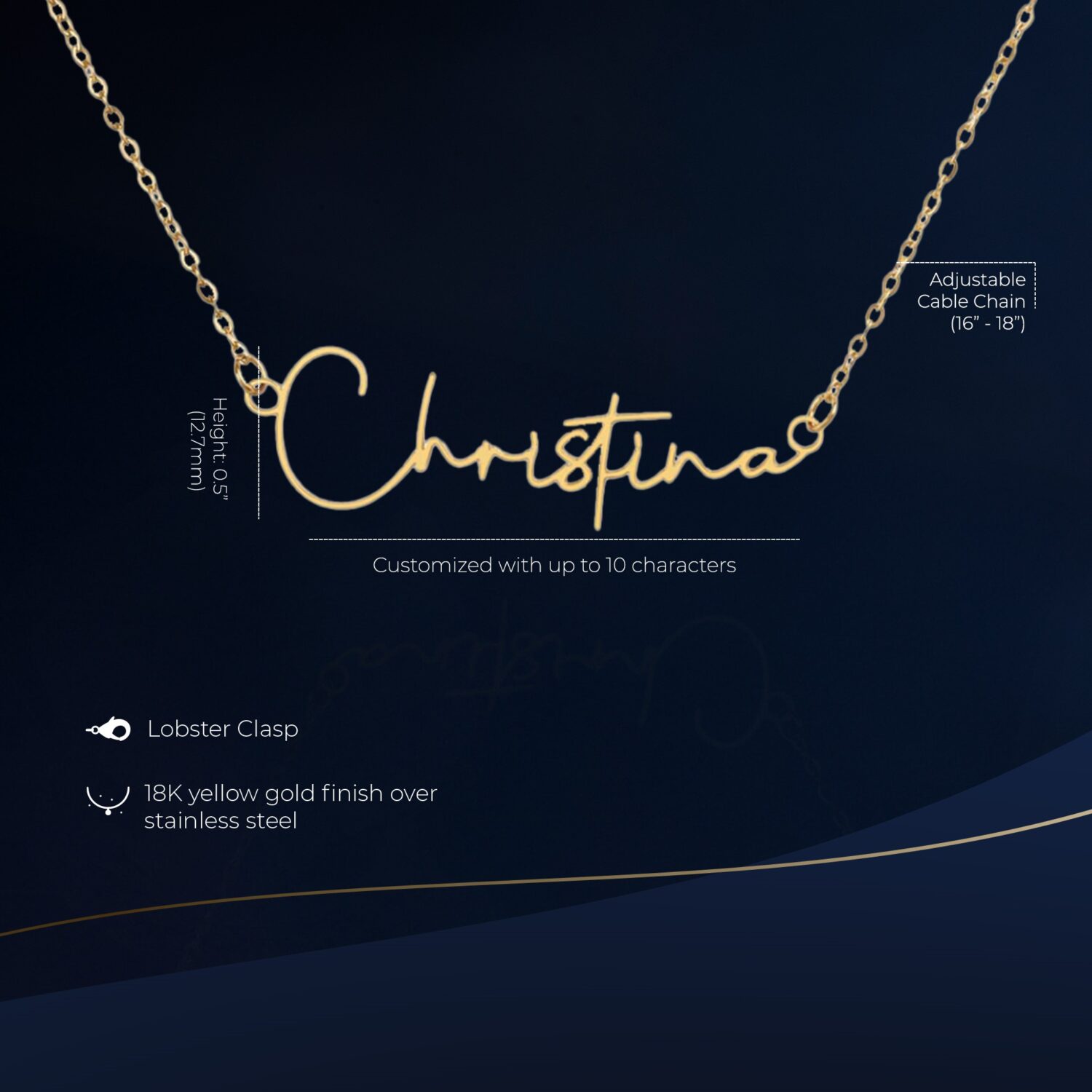 Alternative view of Mother-In-Law Signature Name Gold Necklace Elegant Gift