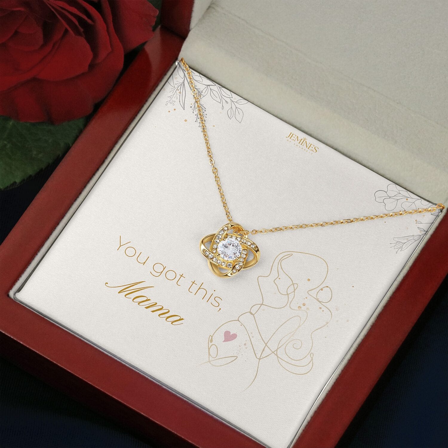 Motherhood Love Knot Gold Necklace Elegant Gift - JEMINES
