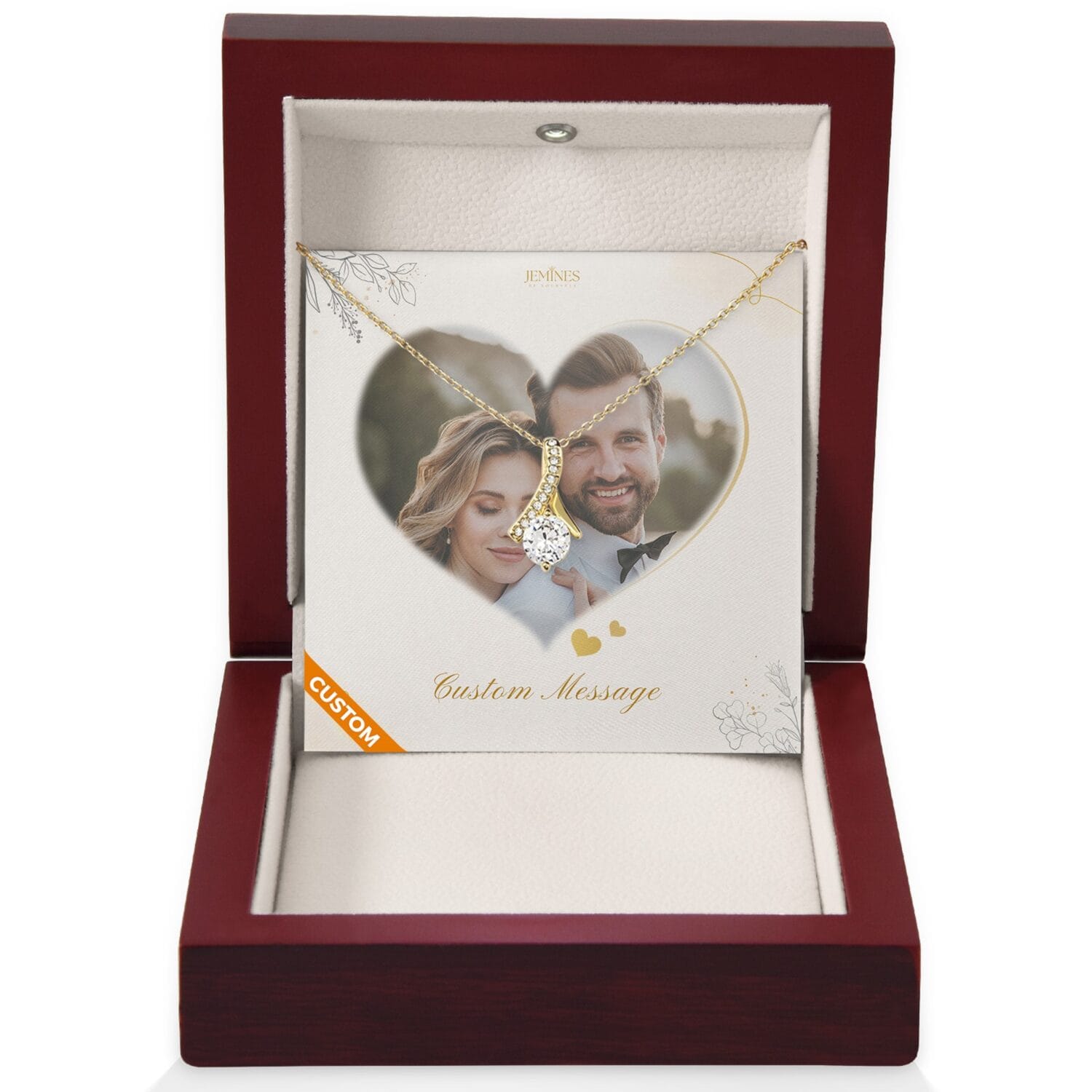 Necklace with Custom Photo Message Card Gift