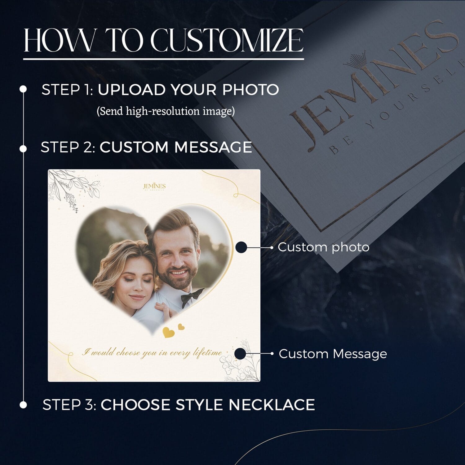 Alternative view of Necklace with Custom Photo Message Card Elegant Gift