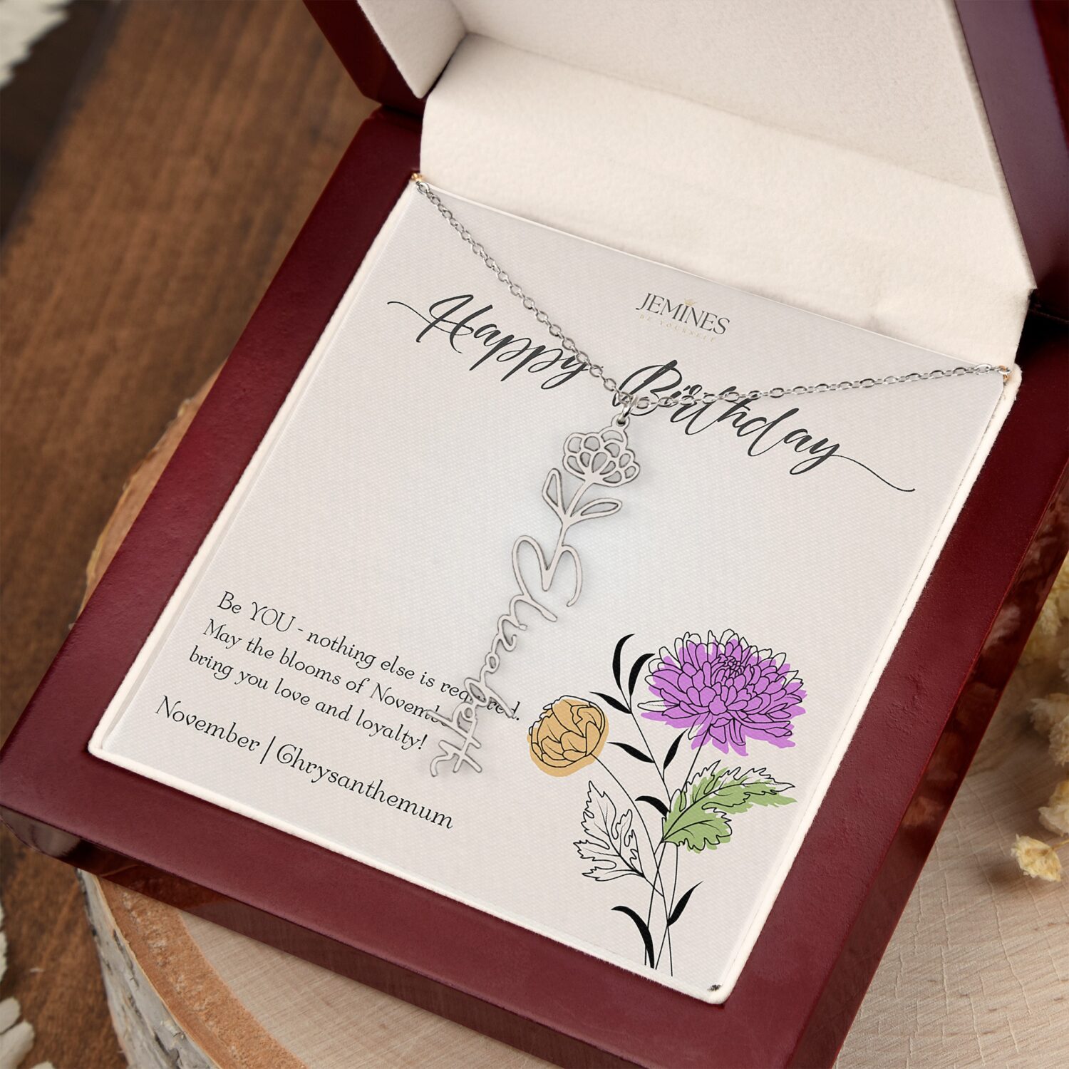 Alternative view of November Birth Flower Necklace Custom Elegant Gift
