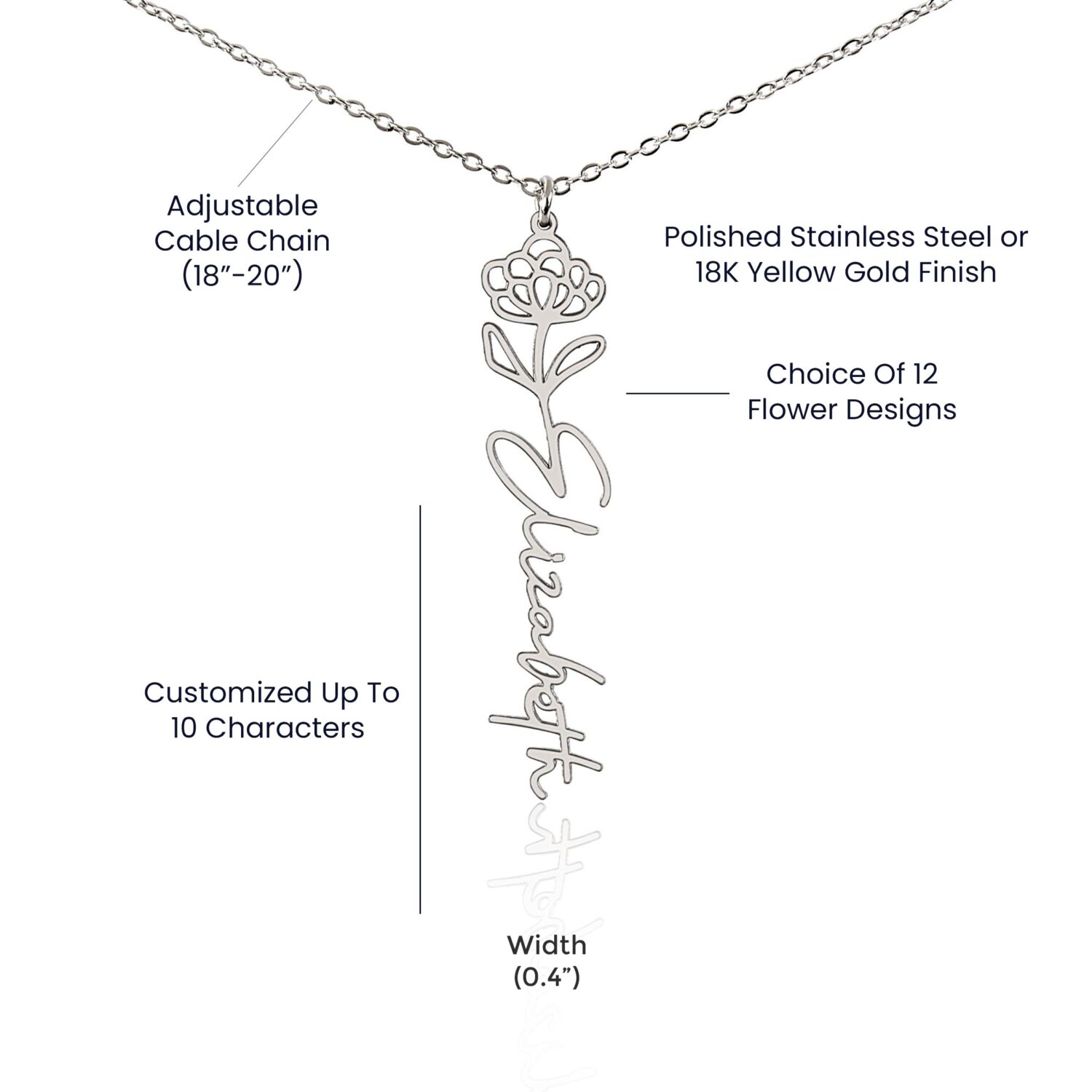 November Birth Flower Necklace Custom Elegant Gift - JEMINES