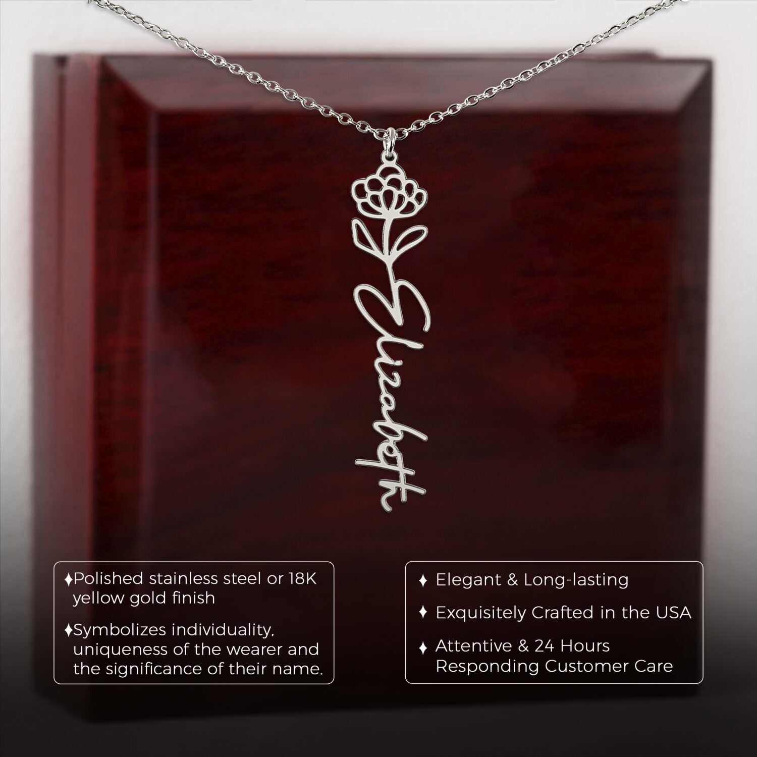 November Birth Flower Necklace Custom Elegant Gift - JEMINES