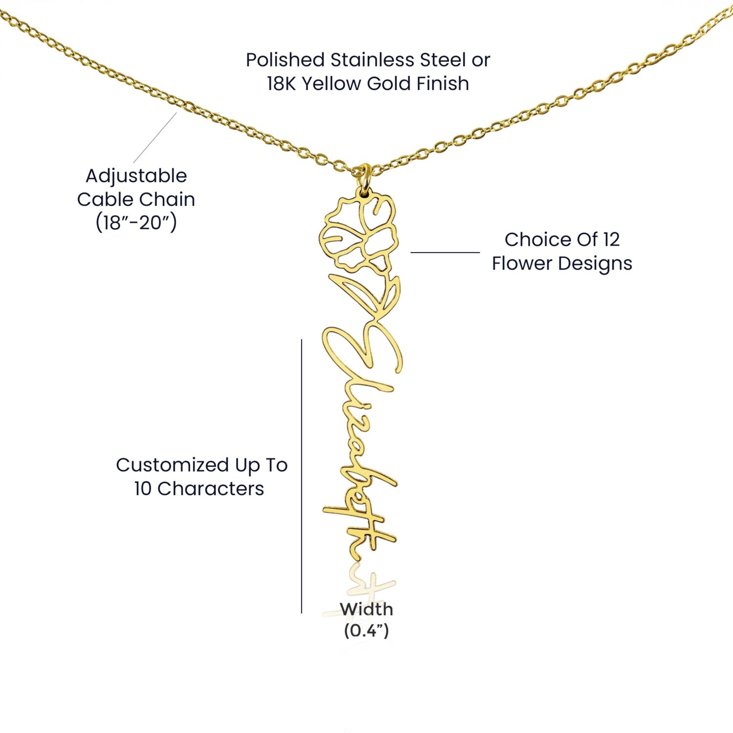 October Birth Flower Gold Necklace Custom Gift - JEMINES