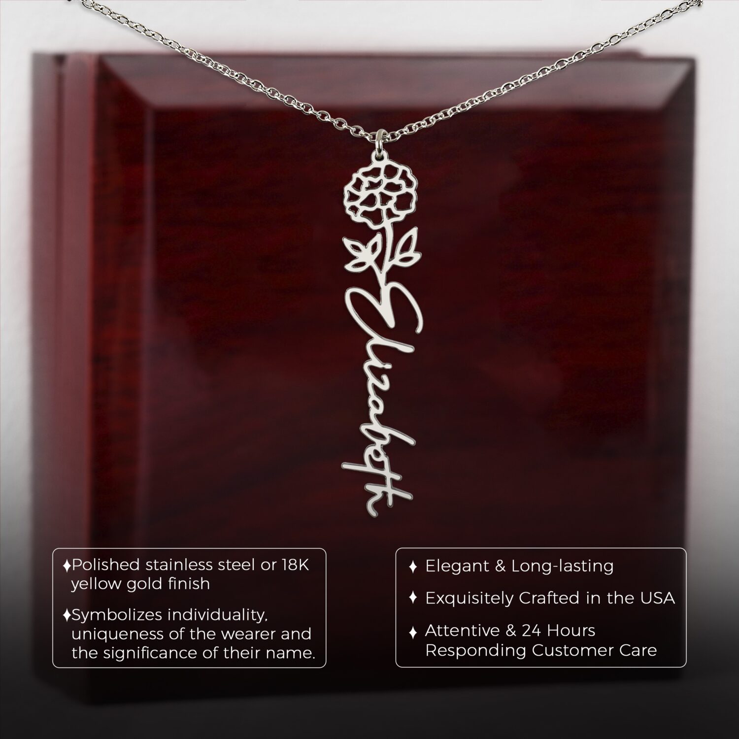 October Birth Flower Necklace Custom Elegant Gift - JEMINES