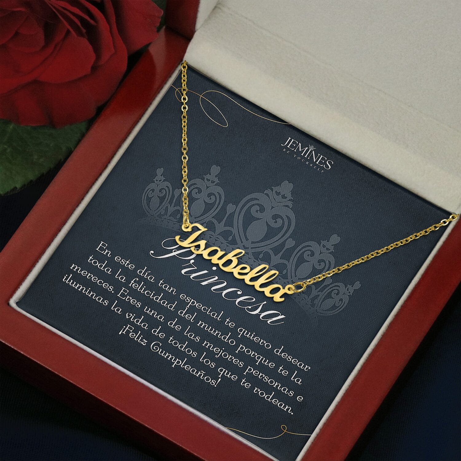 Princesa Birthday Custom Name Gold Necklace Elegant Gift - JEMINES
