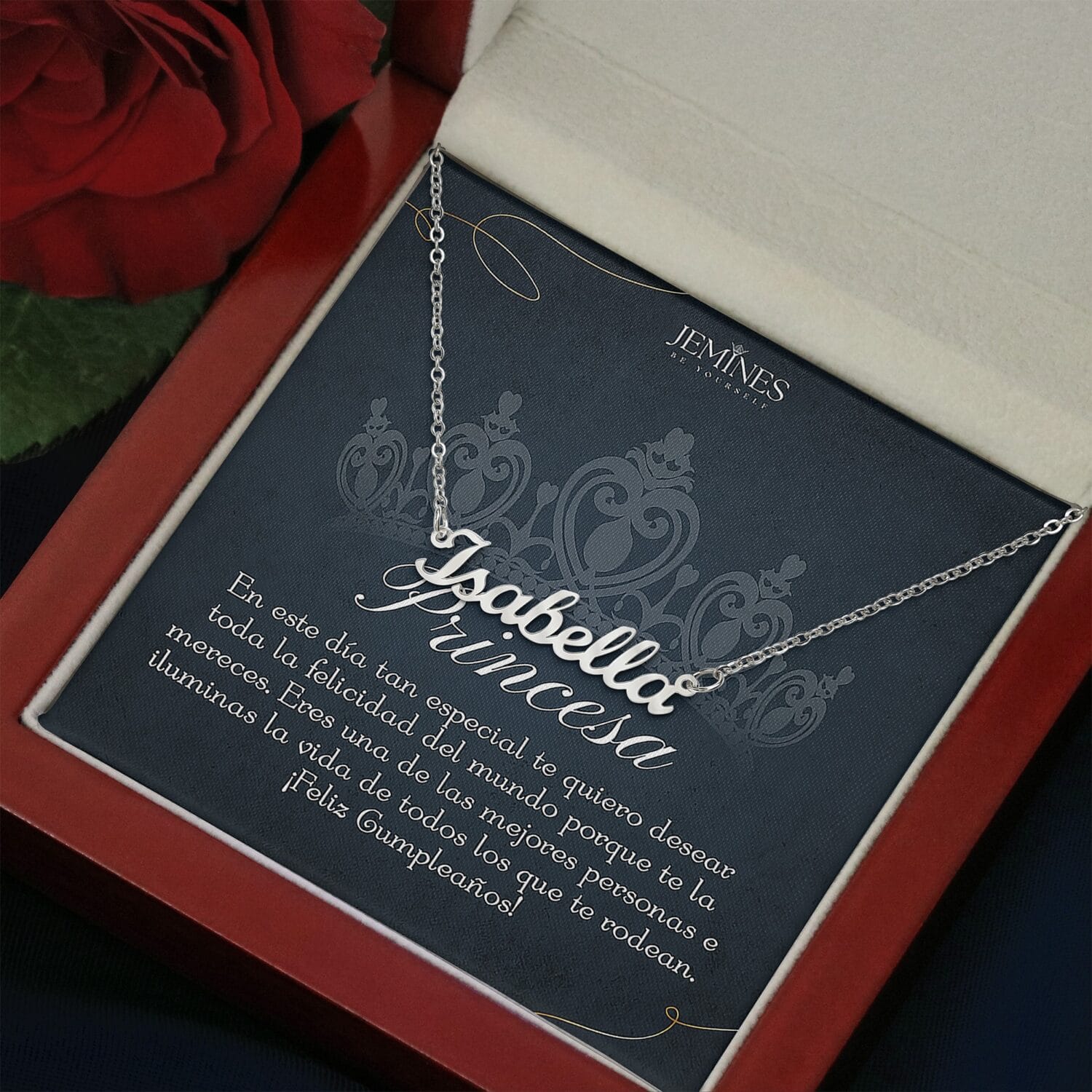 Princesa Birthday Custom Name Necklace Elegant Gift - JEMINES