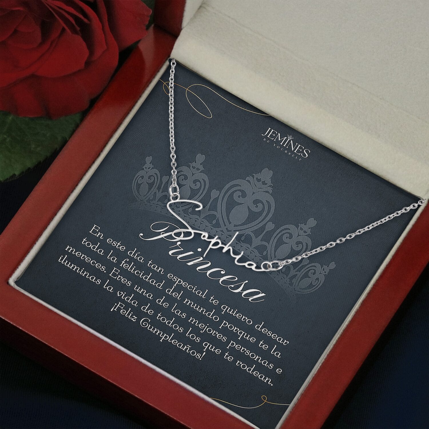 Princesa Birthday Custom Signature Name Necklace Gift - JEMINES