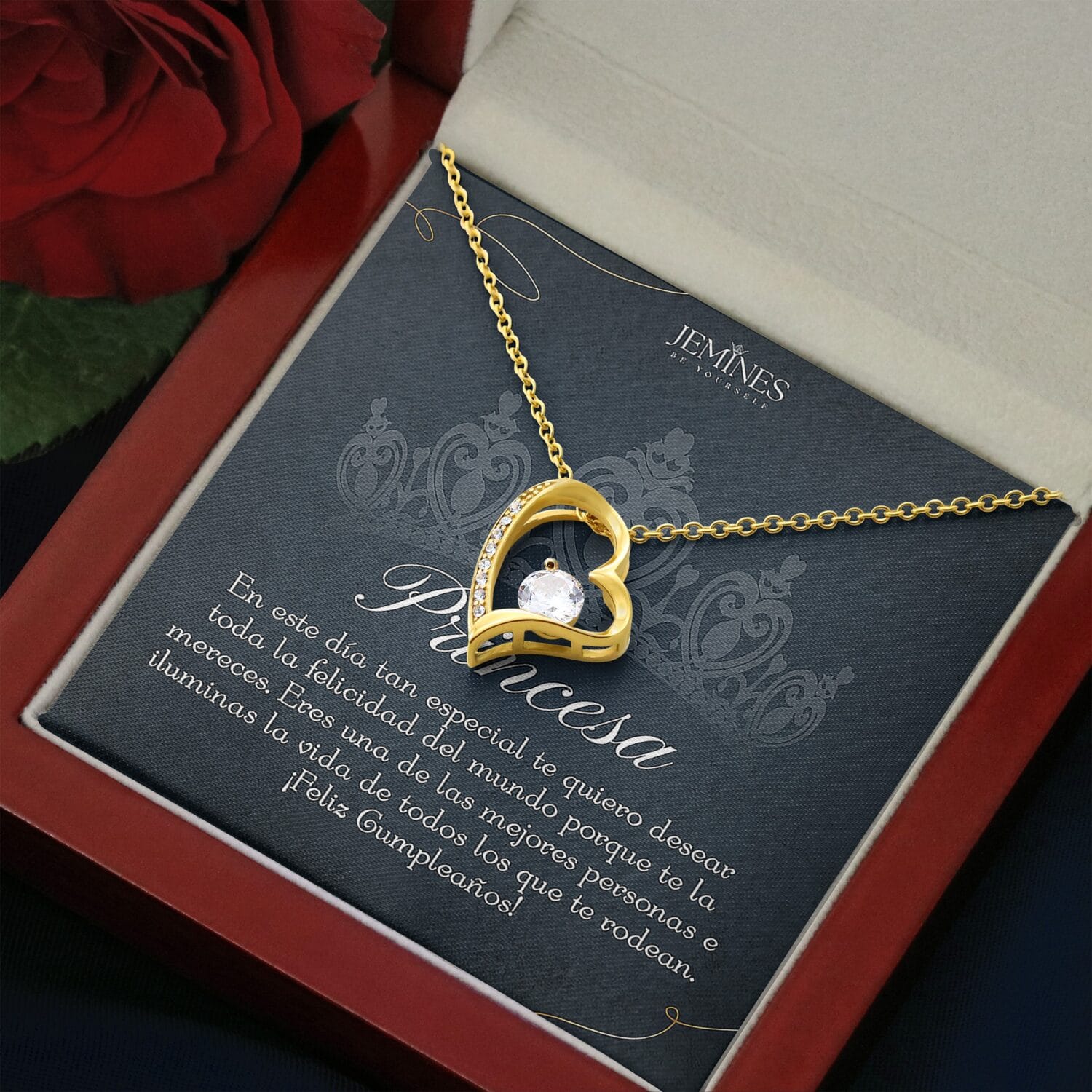 Princesa Birthday Forever Love Gold Necklace Elegant Gift - JEMINES