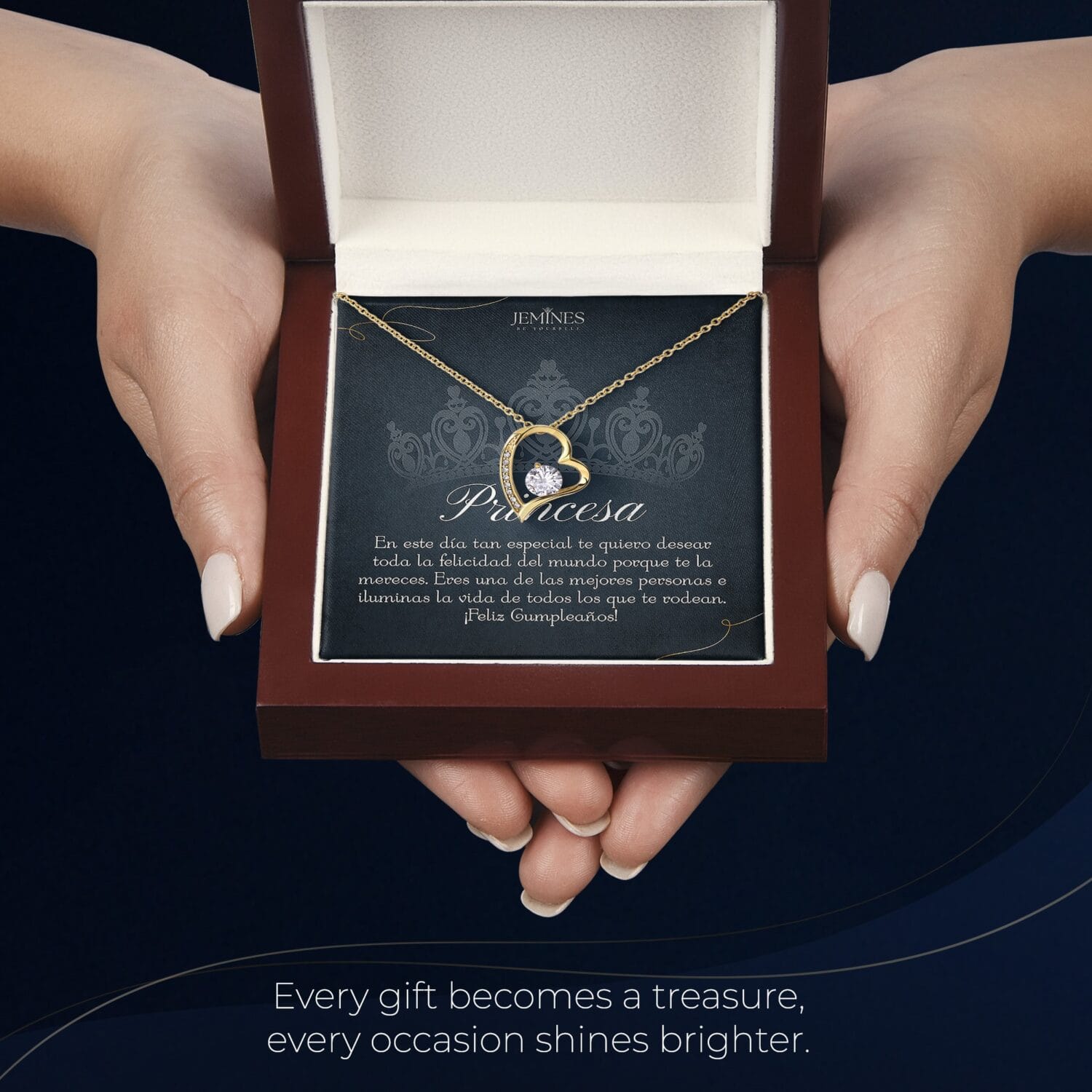 Princesa Birthday Forever Love Gold Necklace Elegant Gift - JEMINES