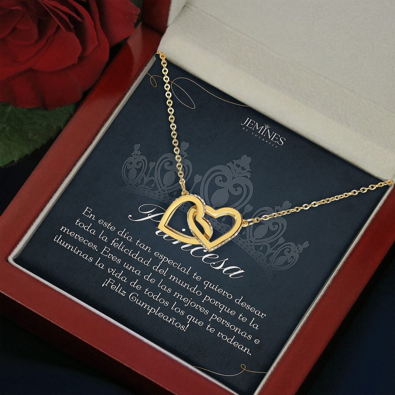 Princesa Birthday Interlocking Gold Necklace Elegant Gift - JEMINES