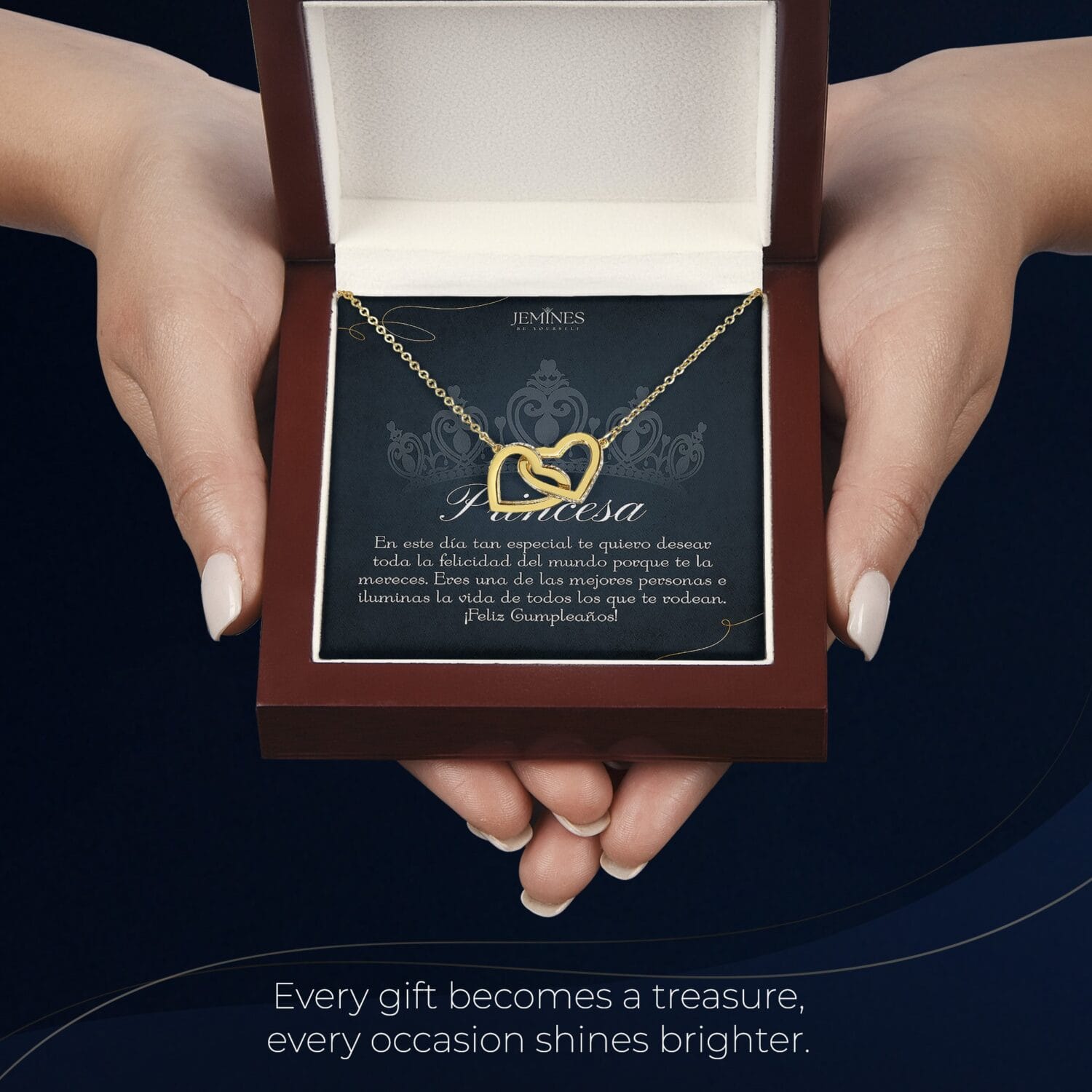 Princesa Birthday Interlocking Gold Necklace Elegant Gift - JEMINES
