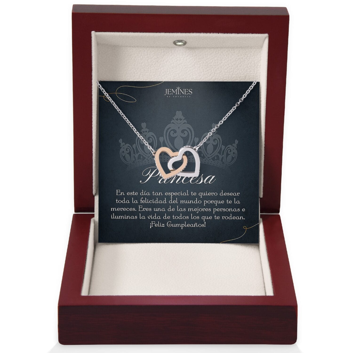 Princesa Birthday Interlocking Hearts Necklace