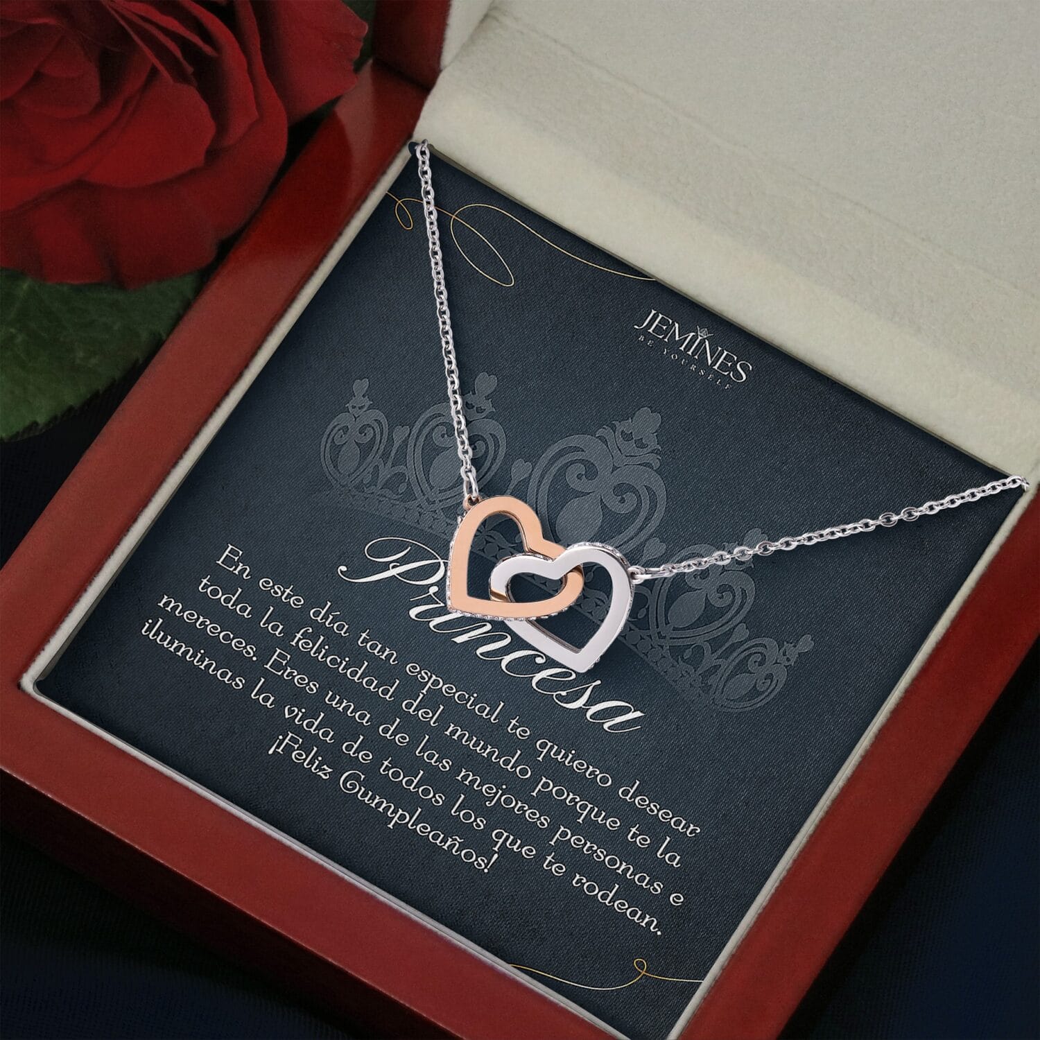 Princesa Birthday Interlocking Hearts Necklace Elegant Gift - JEMINES