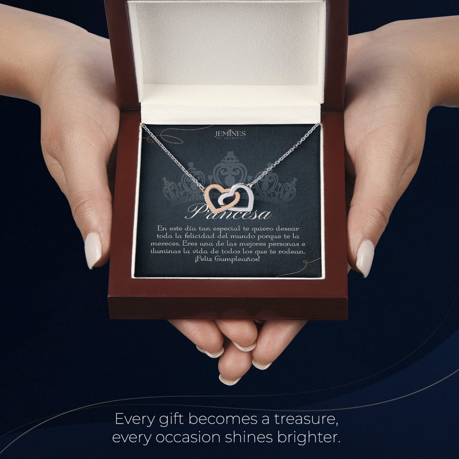 Princesa Birthday Interlocking Hearts Necklace Elegant Gift - JEMINES