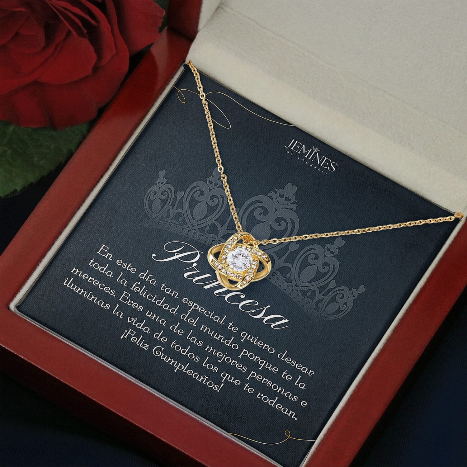 Princesa Birthday Love Knot Gold Necklace Elegant Gift - JEMINES